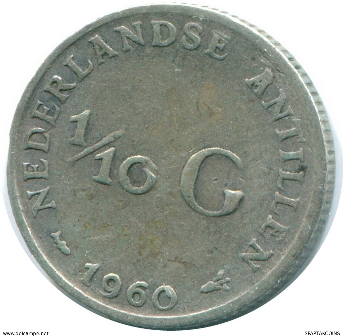 1/10 GULDEN 1960 ANTILLES NÉERLANDAISES ARGENT Colonial Pièce #NL12345.3.F.A - Netherlands Antilles