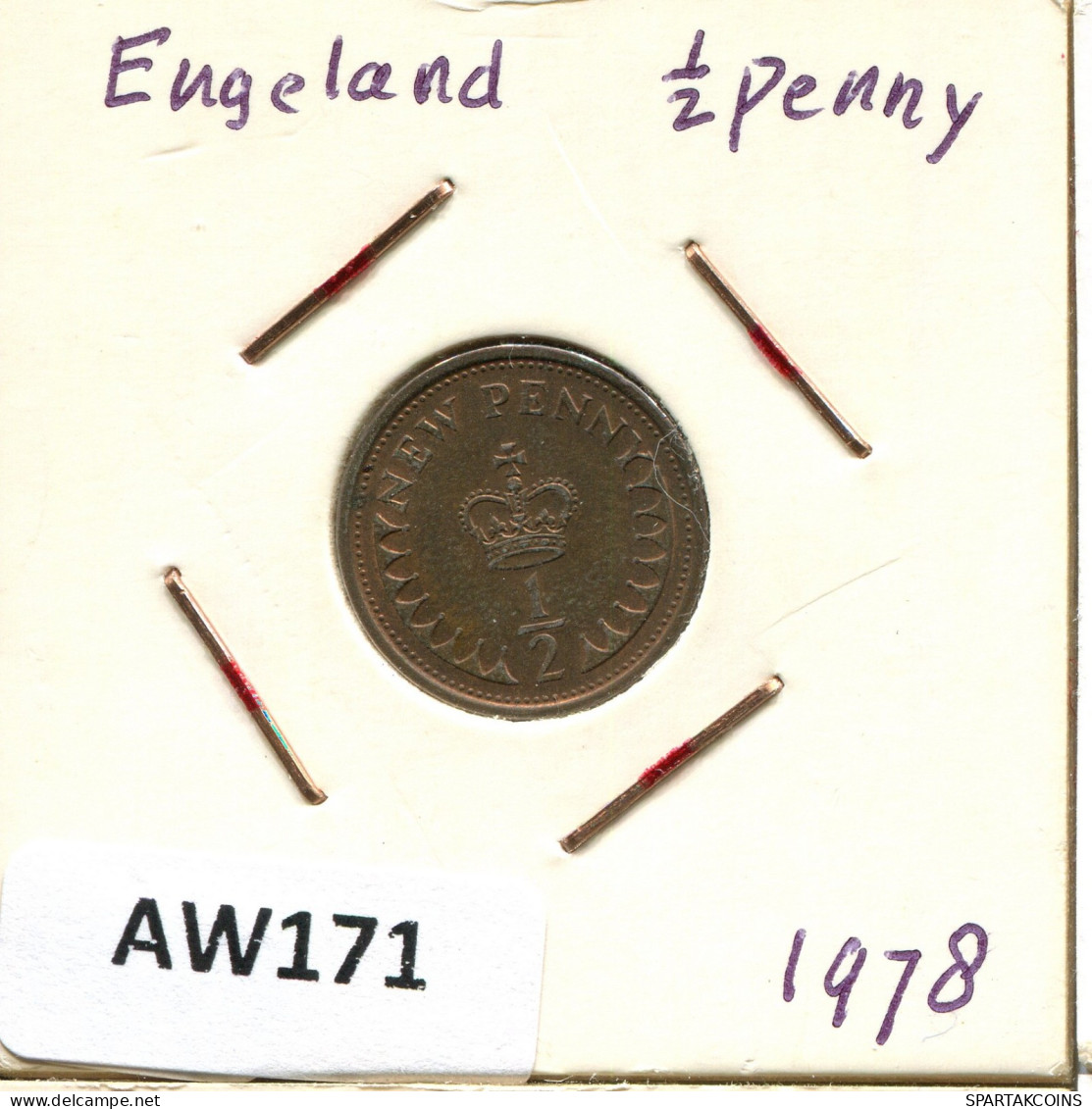 HALF PENNY 1978 UK GREAT BRITAIN Coin #AW171.U.A - 1/2 Penny & 1/2 New Penny