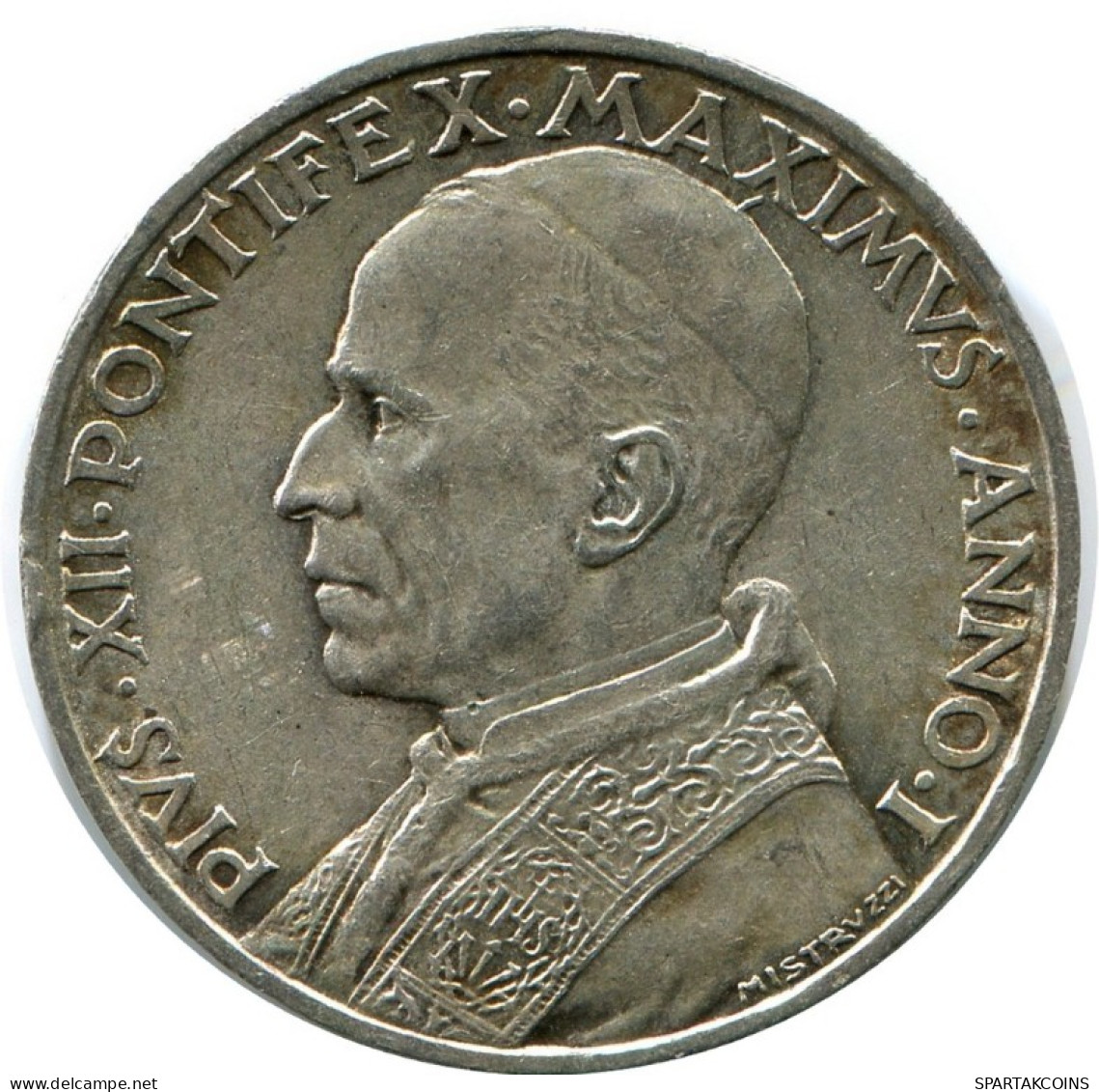 5 LIRE 1939 VATICAN Coin Pius XII (1939-1958) Silver #AH363.13.U.A - Vatican