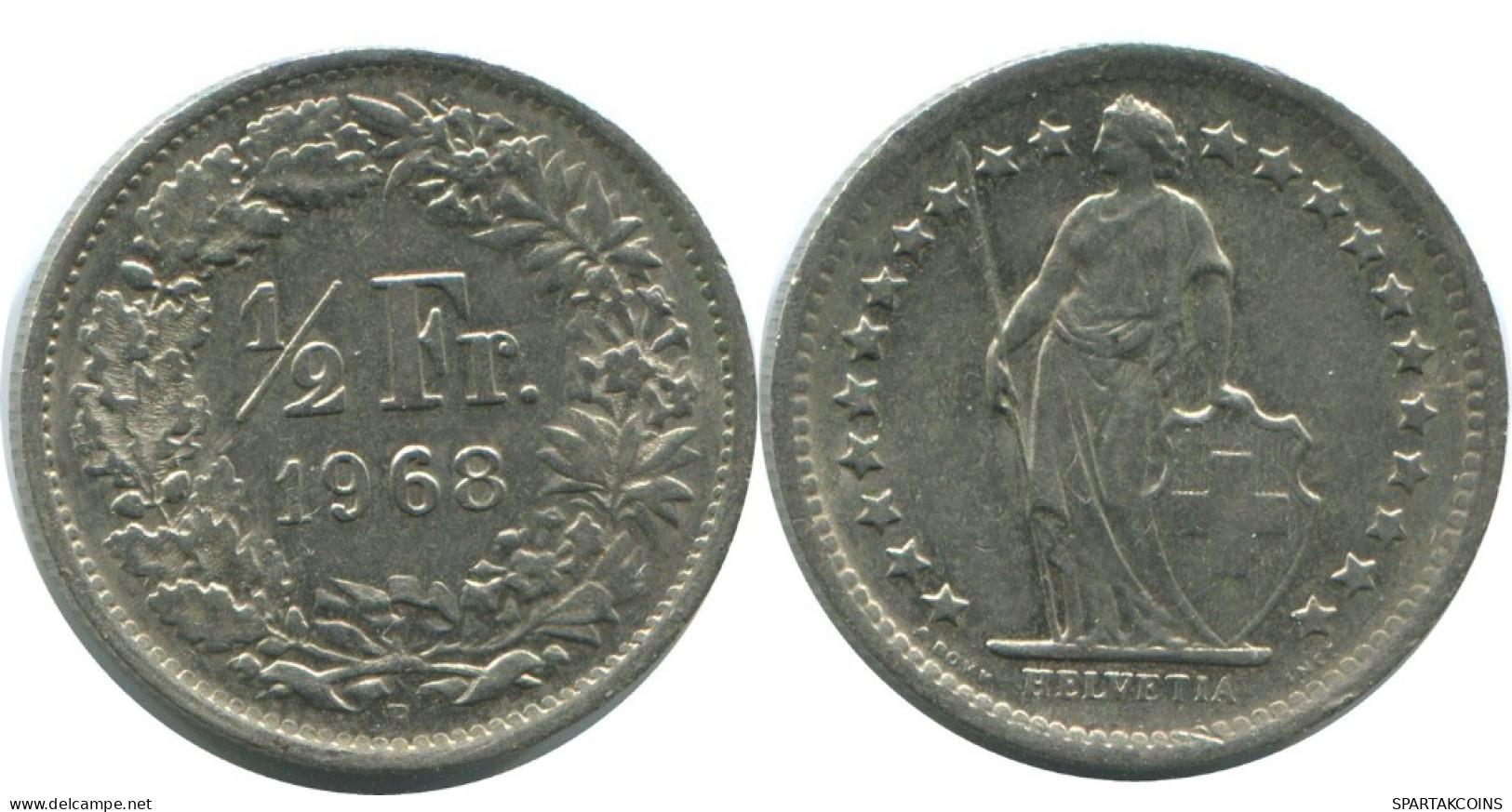 1/2 FRANC 1968 B SUIZA SWITZERLAND Moneda HELVETIA #AD978.2.E.A - Andere & Zonder Classificatie