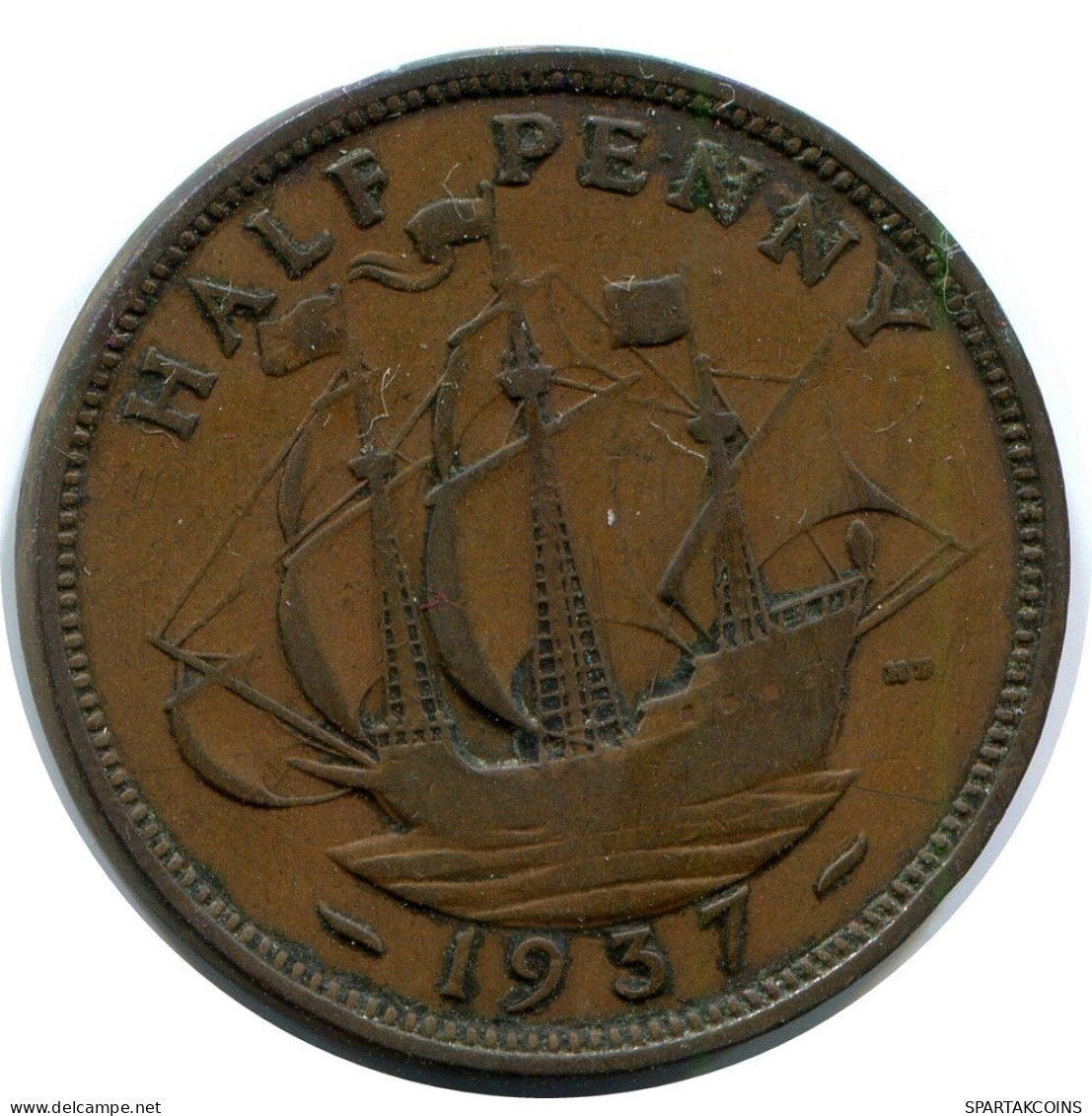 HALF PENNY 1937 UK GREAT BRITAIN Coin #AZ664.U.A - C. 1/2 Penny