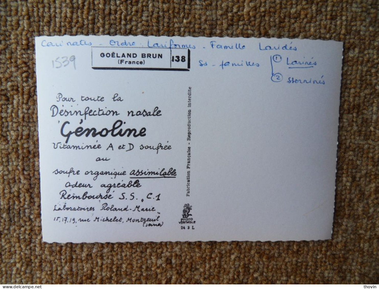 KB10/1523*1540-lot de 18 cartes postales animaux Publicité Laboratoires Roland Marie