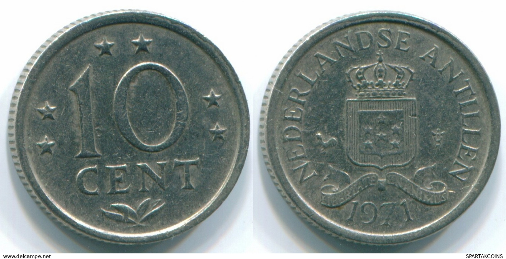 10 CENTS 1971 NIEDERLÄNDISCHE ANTILLEN Nickel Koloniale Münze #S13445.D.A - Antilles Néerlandaises