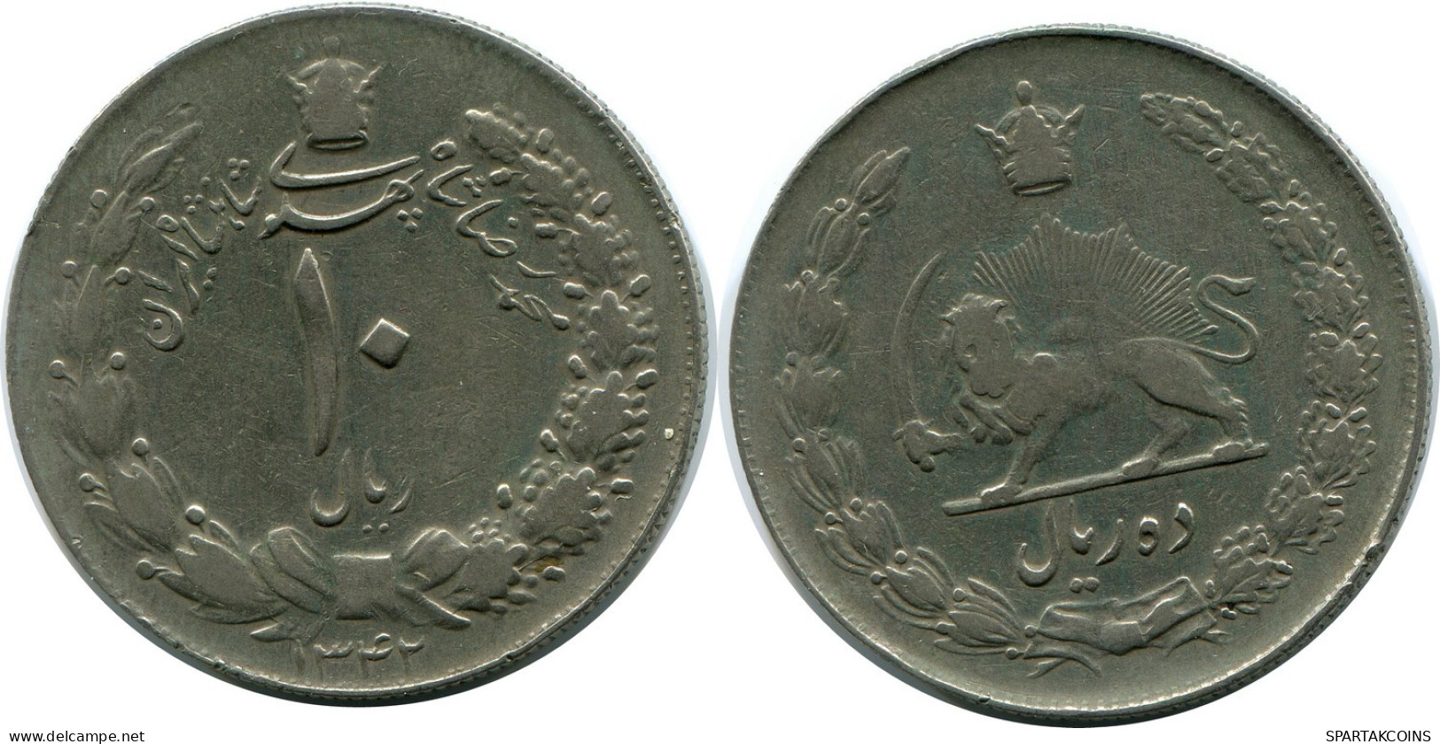 IRANÍ 10 RIALS 1963 / 1342 Islámico Moneda #AP179.E.A - Iran