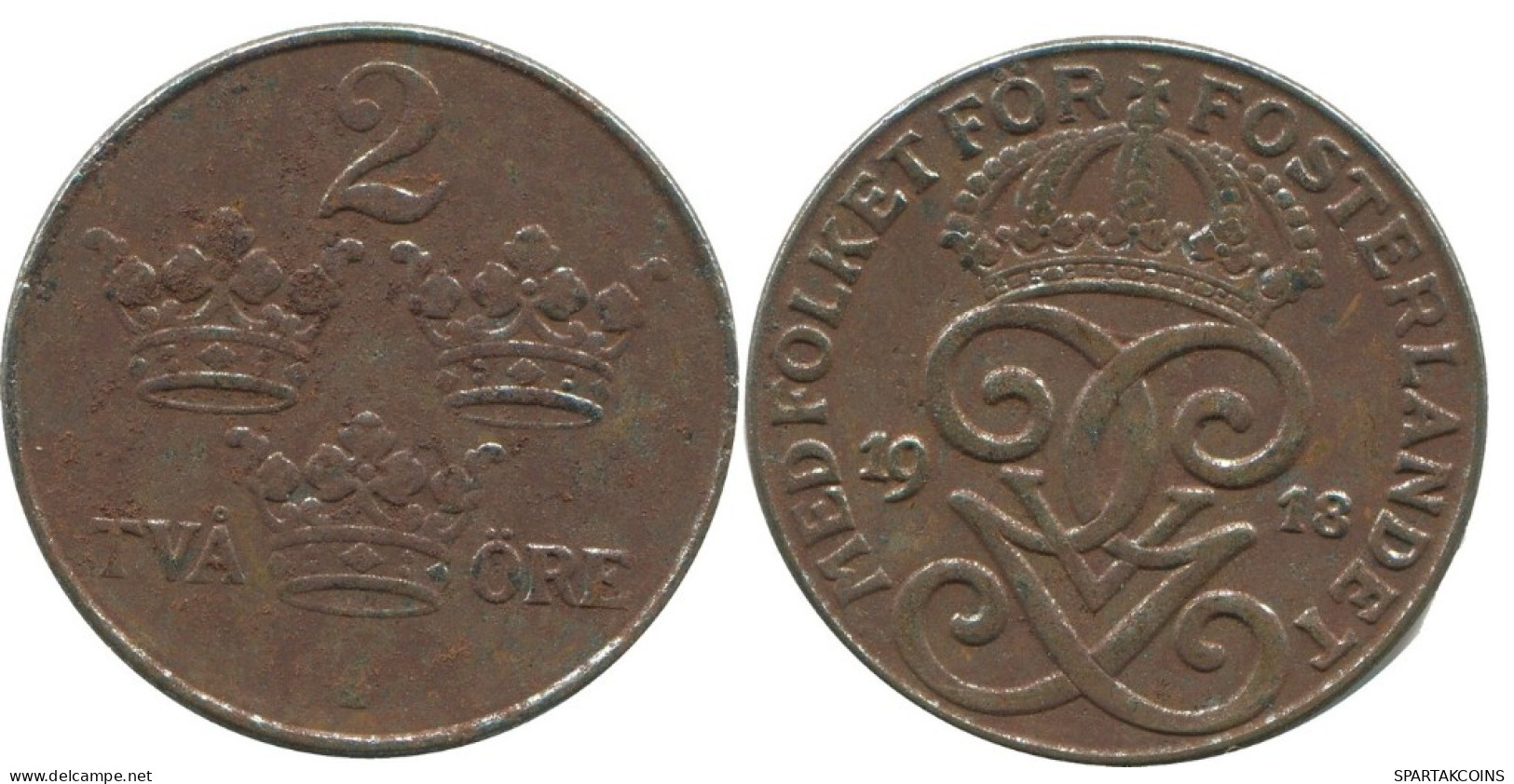 2 ORE 1918 SUECIA SWEDEN Moneda #AC760.2.E.A - Svezia