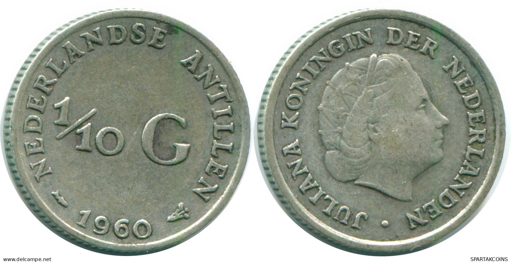 1/10 GULDEN 1960 NIEDERLÄNDISCHE ANTILLEN SILBER Koloniale Münze #NL12331.3.D.A - Nederlandse Antillen