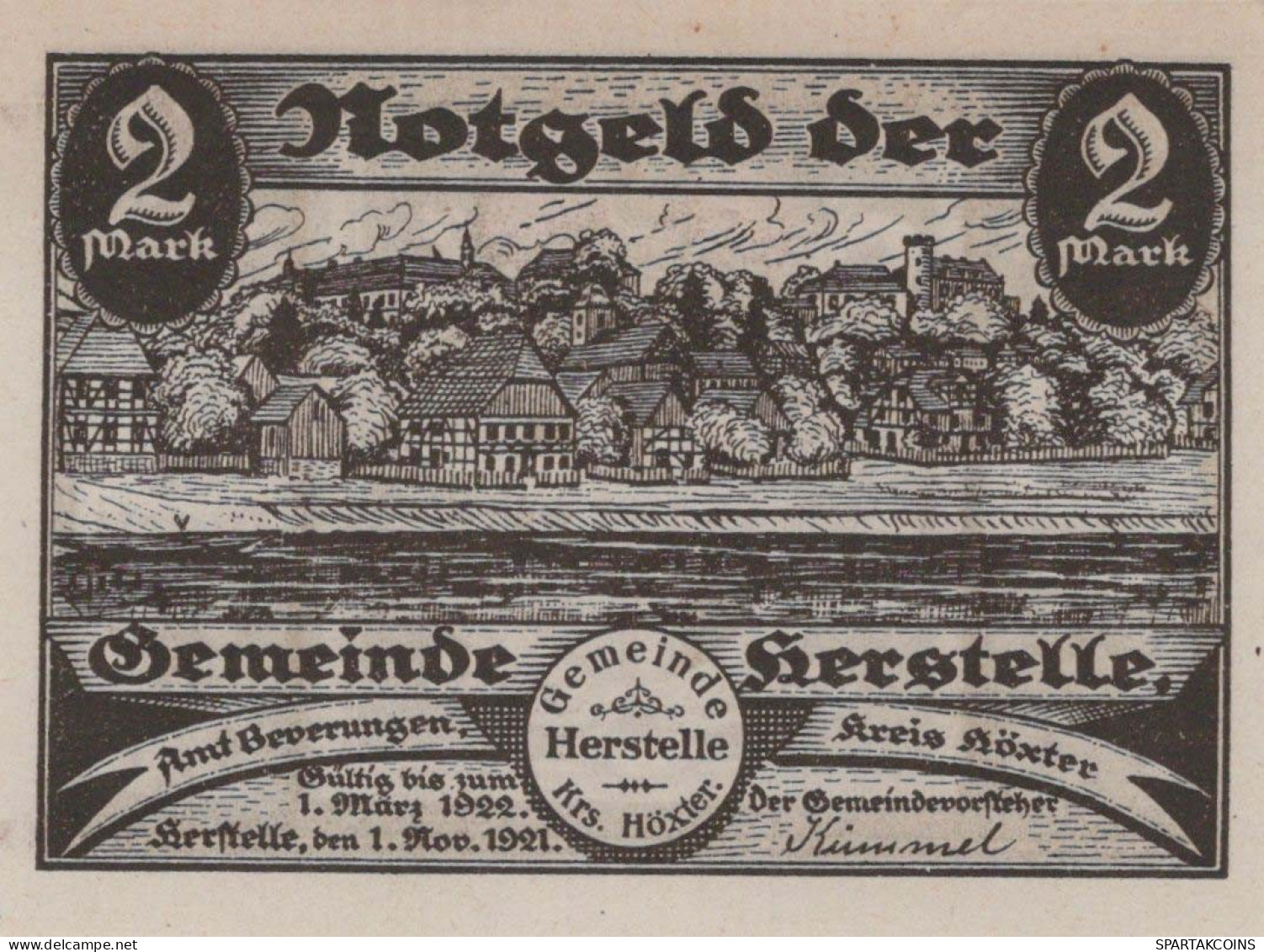 2 MARK 1921 Stadt HERSTELLE Westphalia UNC DEUTSCHLAND Notgeld Banknote #PI068 - [11] Emissions Locales