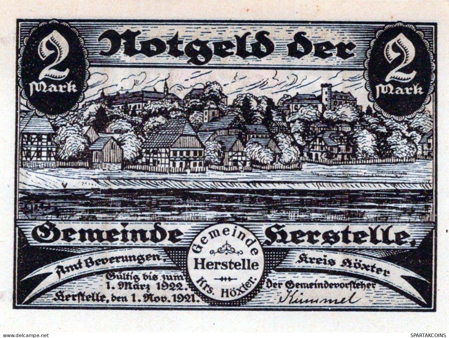 2 MARK 1921 Stadt HERSTELLE Westphalia UNC DEUTSCHLAND Notgeld Banknote #PI068 - [11] Emissions Locales