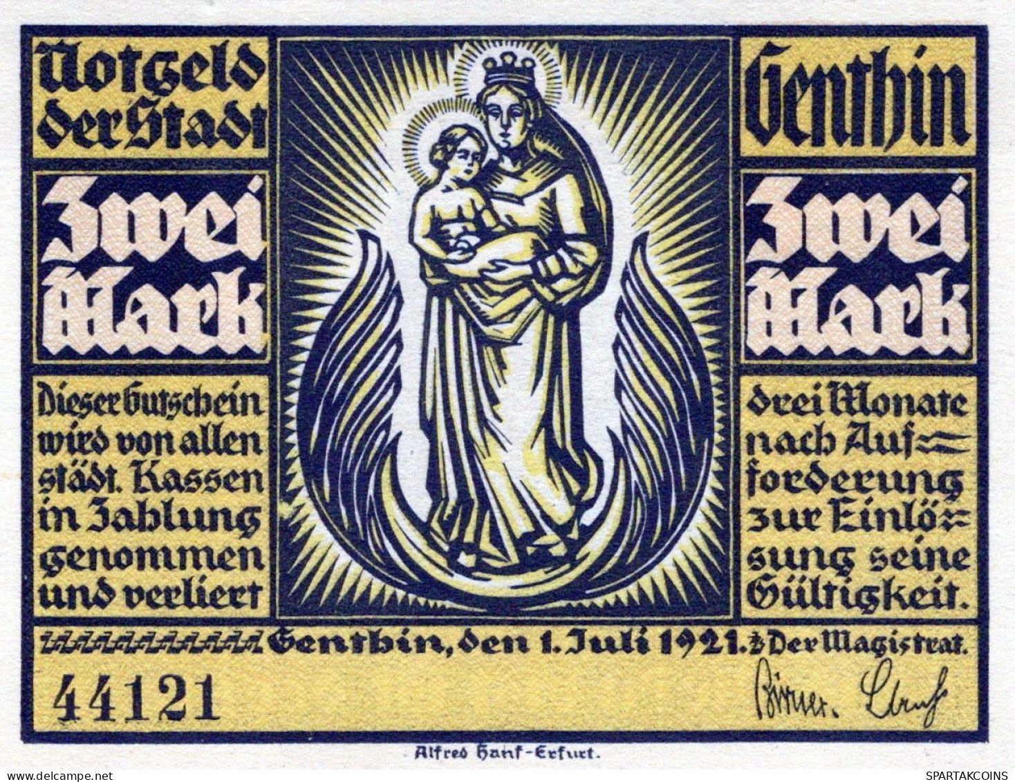 2 MARK 1921 Stadt GENTHIN Saxony UNC DEUTSCHLAND Notgeld Banknote #PI997 - [11] Emissions Locales
