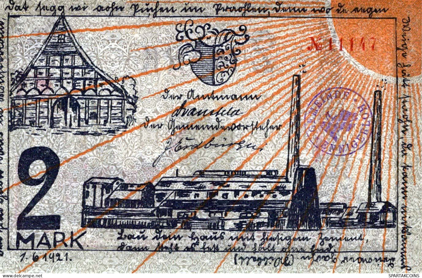 2 MARK 1921 Stadt ENNIGERLOH Westphalia UNC DEUTSCHLAND Notgeld Banknote #PB269 - [11] Emissions Locales