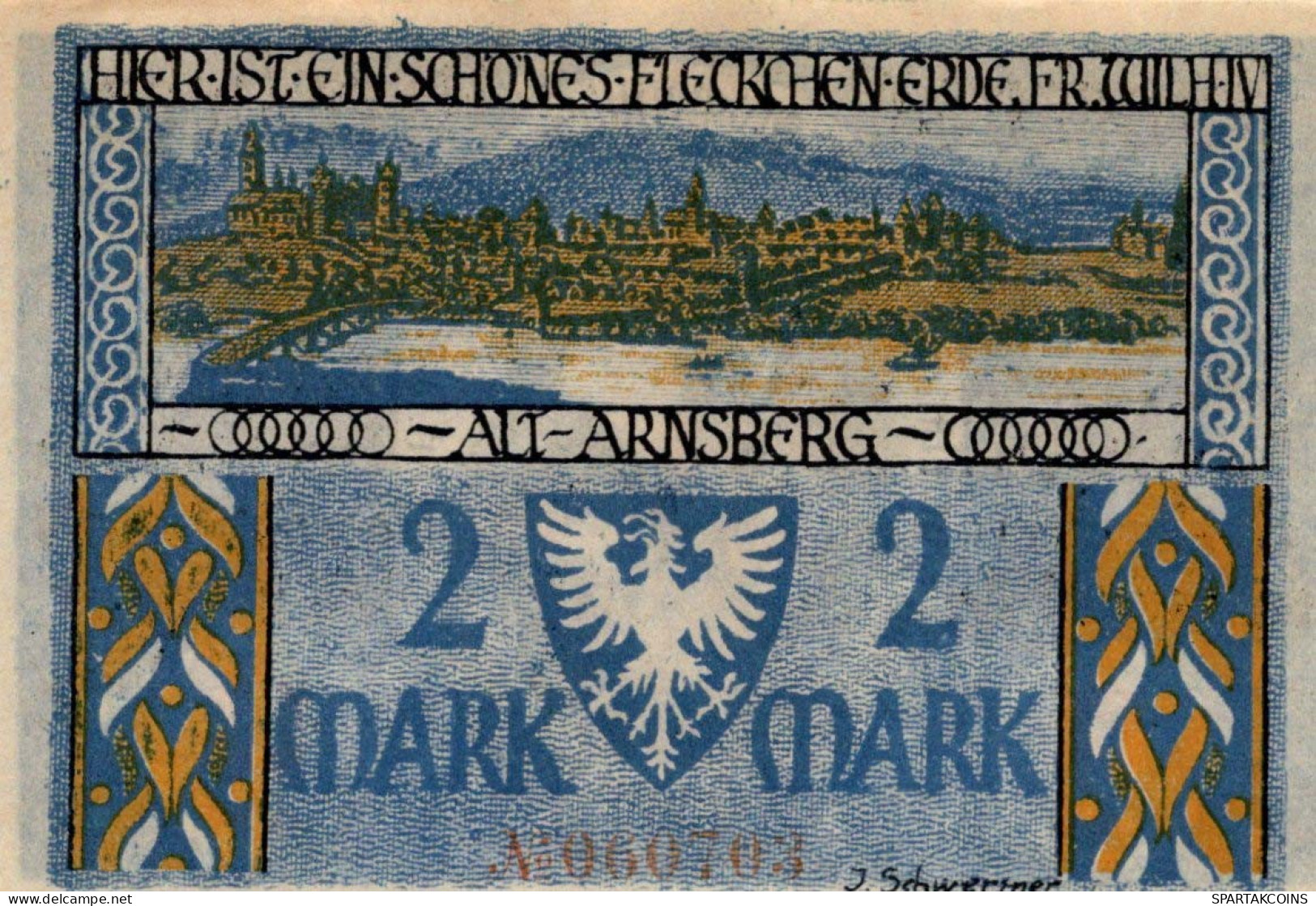 2 MARK 1921 Stadt ARNSBERG Westphalia UNC DEUTSCHLAND Notgeld Banknote #PA119 - [11] Emissions Locales