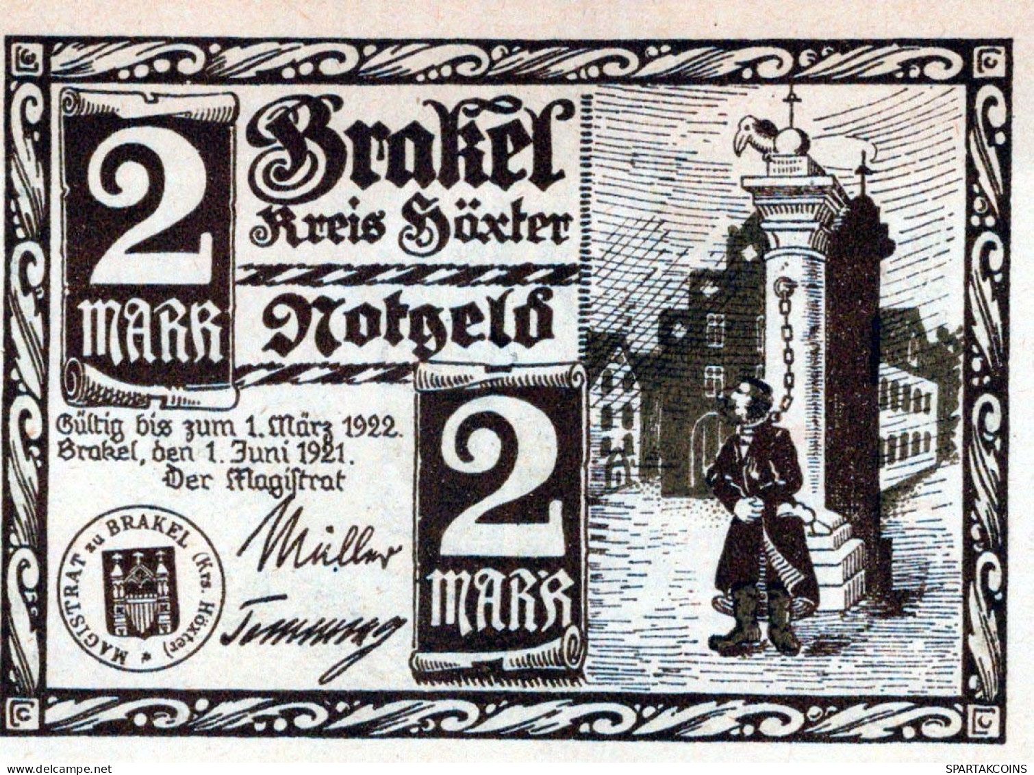 2 MARK 1921 Stadt BRAKEL Westphalia UNC DEUTSCHLAND Notgeld Banknote #PI067 - [11] Emissions Locales
