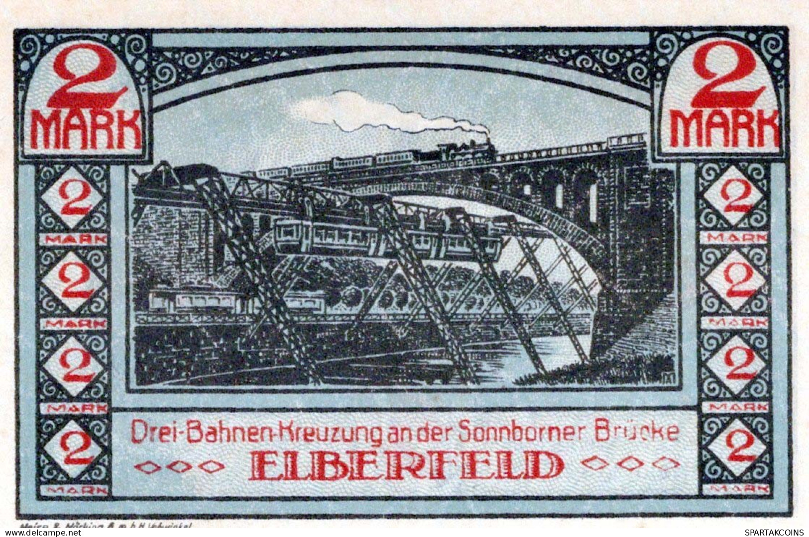 2 MARK 1920 Stadt ELBERFELD Rhine UNC DEUTSCHLAND Notgeld Banknote #PH165 - [11] Emissions Locales