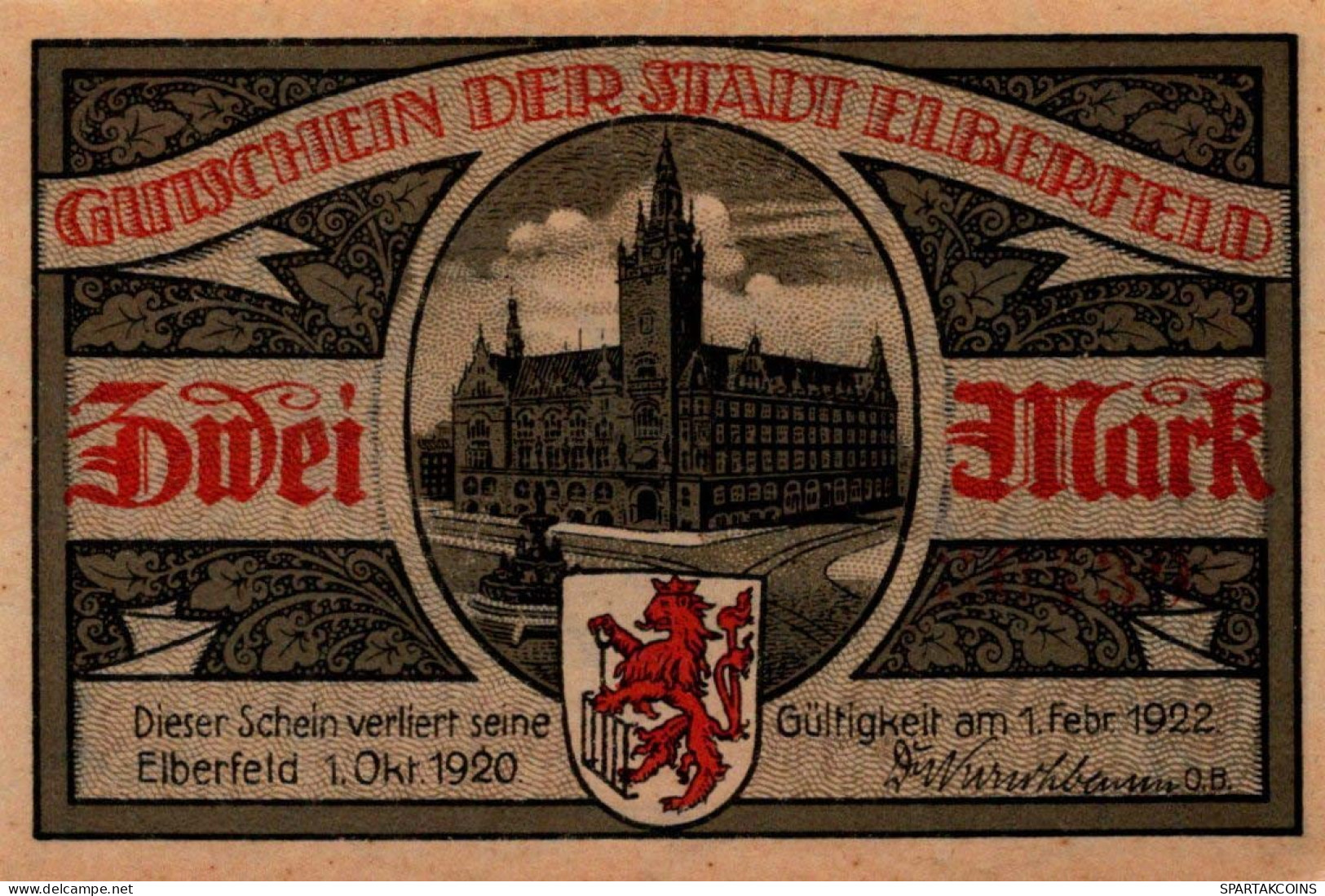 2 MARK 1920 Stadt ELBERFELD Rhine UNC DEUTSCHLAND Notgeld Banknote #PB157 - [11] Emissions Locales