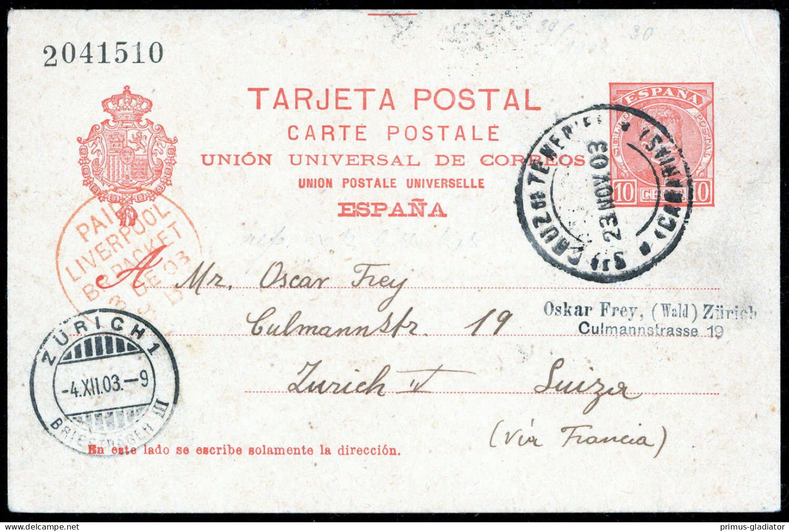 1903, Spanien, P 40 B, Brief - Autres & Non Classés