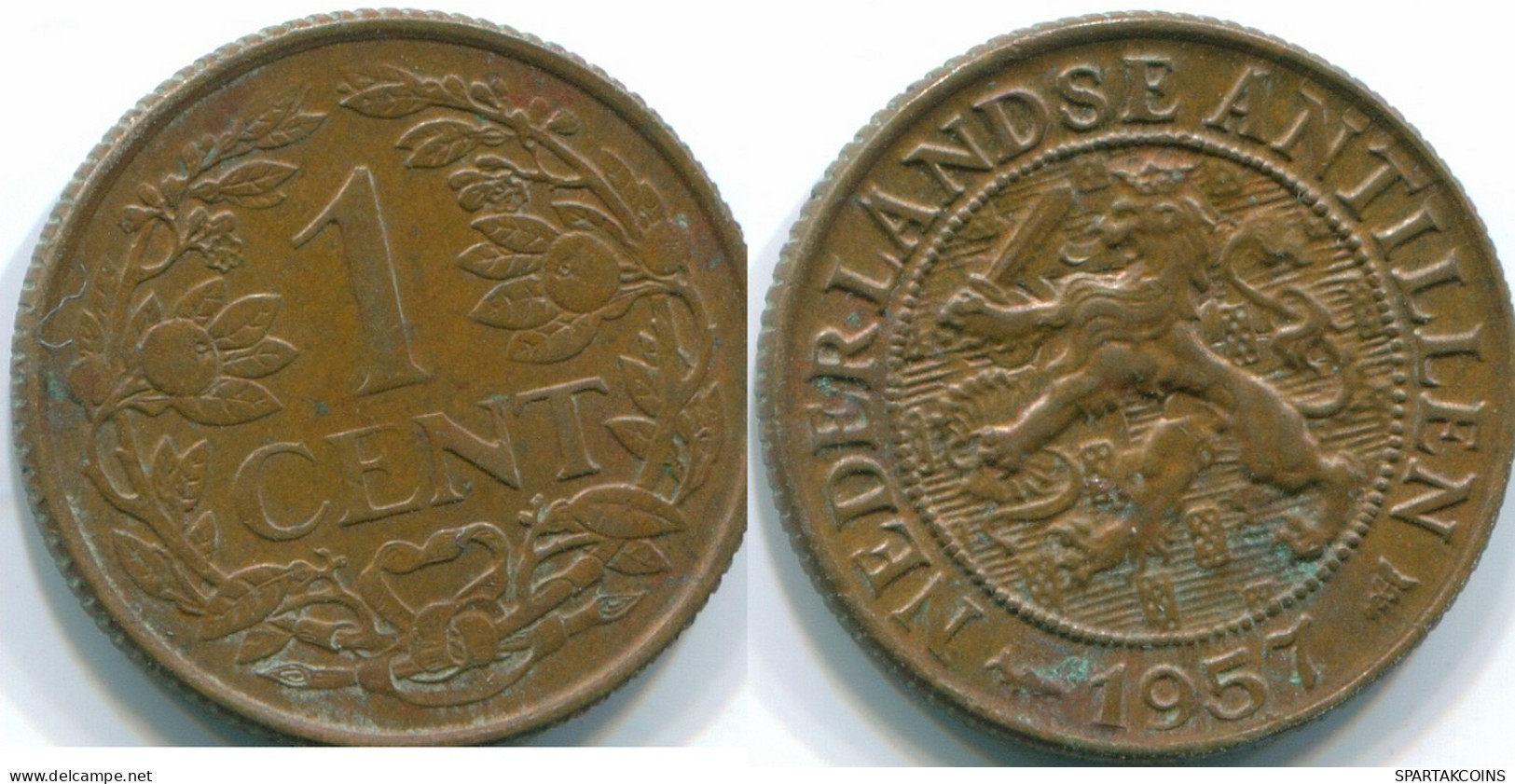 1 CENT 1957 NETHERLANDS ANTILLES Bronze Fish Colonial Coin #S11027.U.A - Antilles Néerlandaises