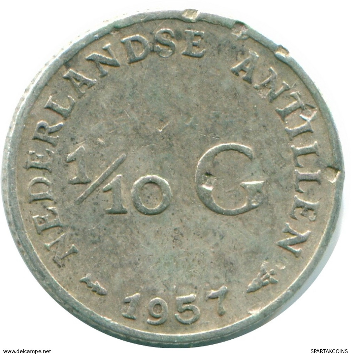 1/10 GULDEN 1957 NIEDERLÄNDISCHE ANTILLEN SILBER Koloniale Münze #NL12184.3.D.A - Nederlandse Antillen