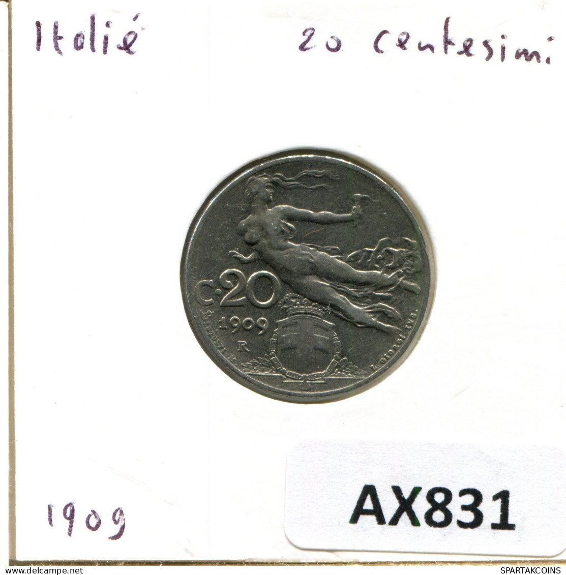 20 CENTESIMI 1909 ITALIEN ITALY Münze #AX831.D.A - 1900-1946 : Vittorio Emanuele III & Umberto II