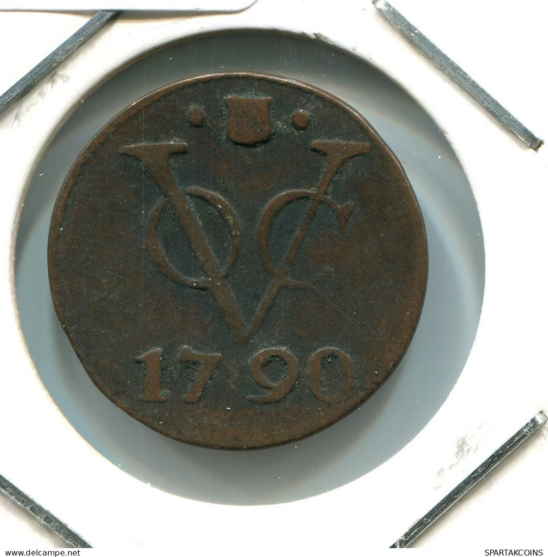1790 UTRECHT VOC DUIT NIEDERLANDE OSTINDIEN NY COLONIAL PENNY #VOC1644.10.D.A - Dutch East Indies