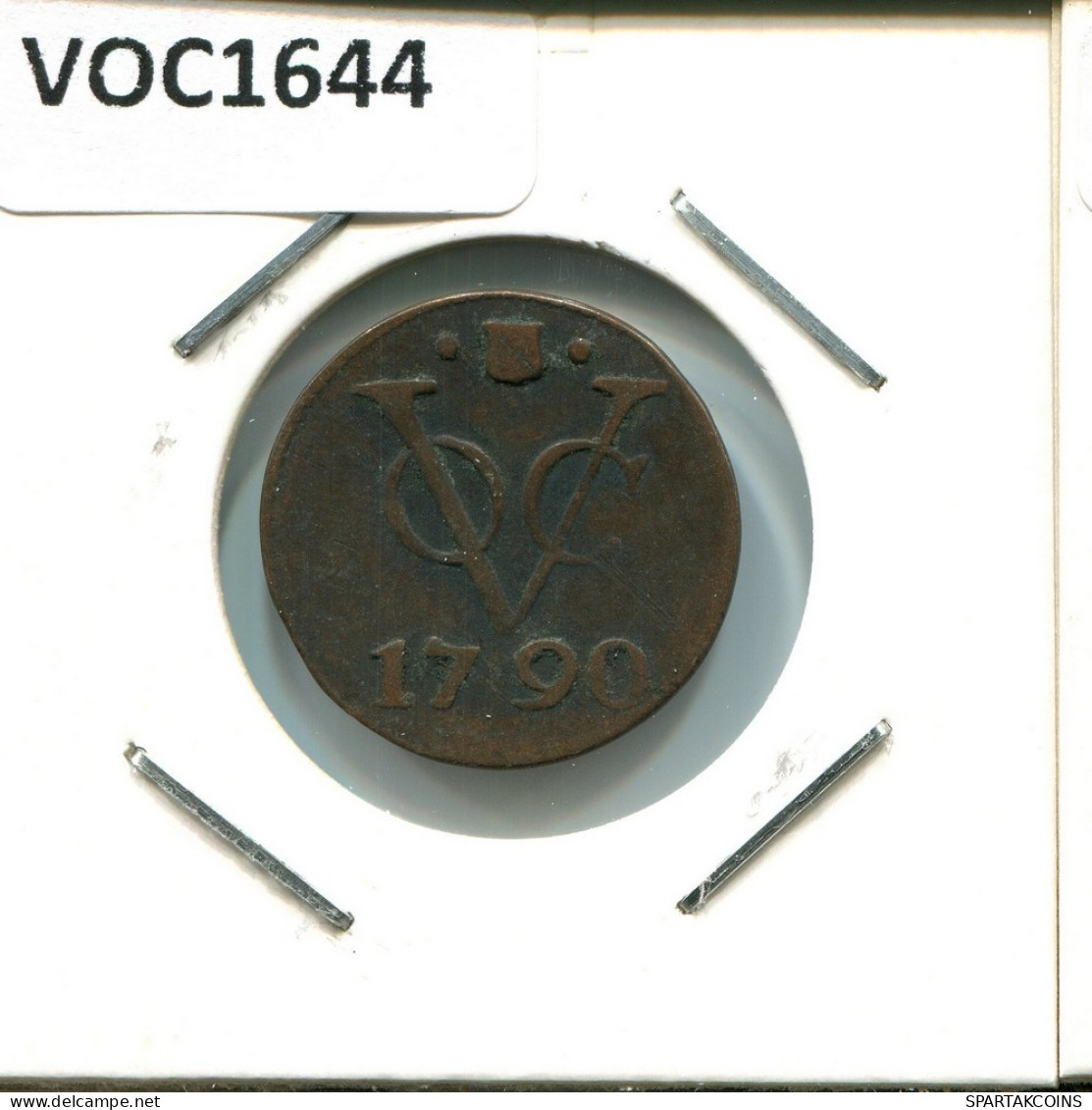 1790 UTRECHT VOC DUIT NIEDERLANDE OSTINDIEN NY COLONIAL PENNY #VOC1644.10.D.A - Dutch East Indies