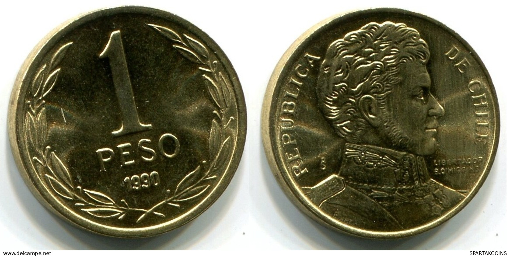 1 PESO 1990 CHILE UNC Coin #W10849.U.A - Chili