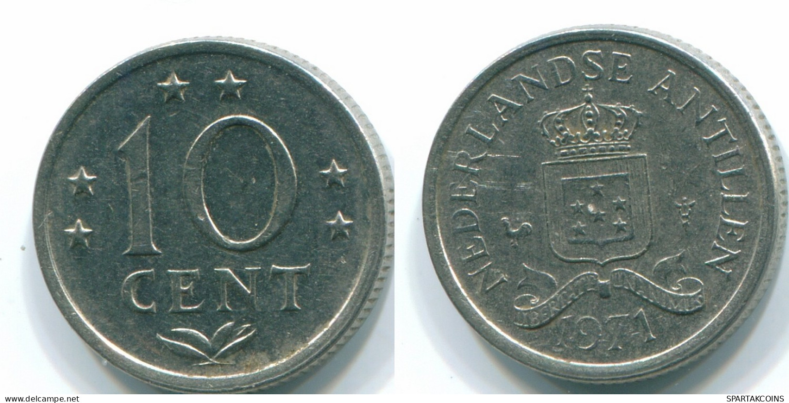 10 CENTS 1971 NETHERLANDS ANTILLES Nickel Colonial Coin #S13480.U.A - Antillas Neerlandesas