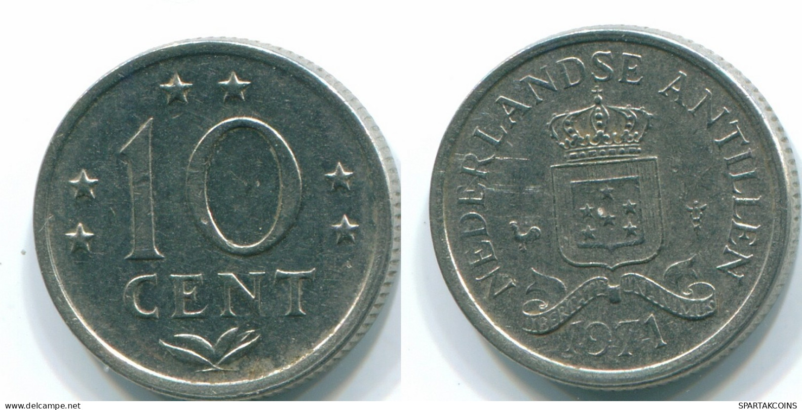 10 CENTS 1971 NETHERLANDS ANTILLES Nickel Colonial Coin #S13480.U.A - Antilles Néerlandaises