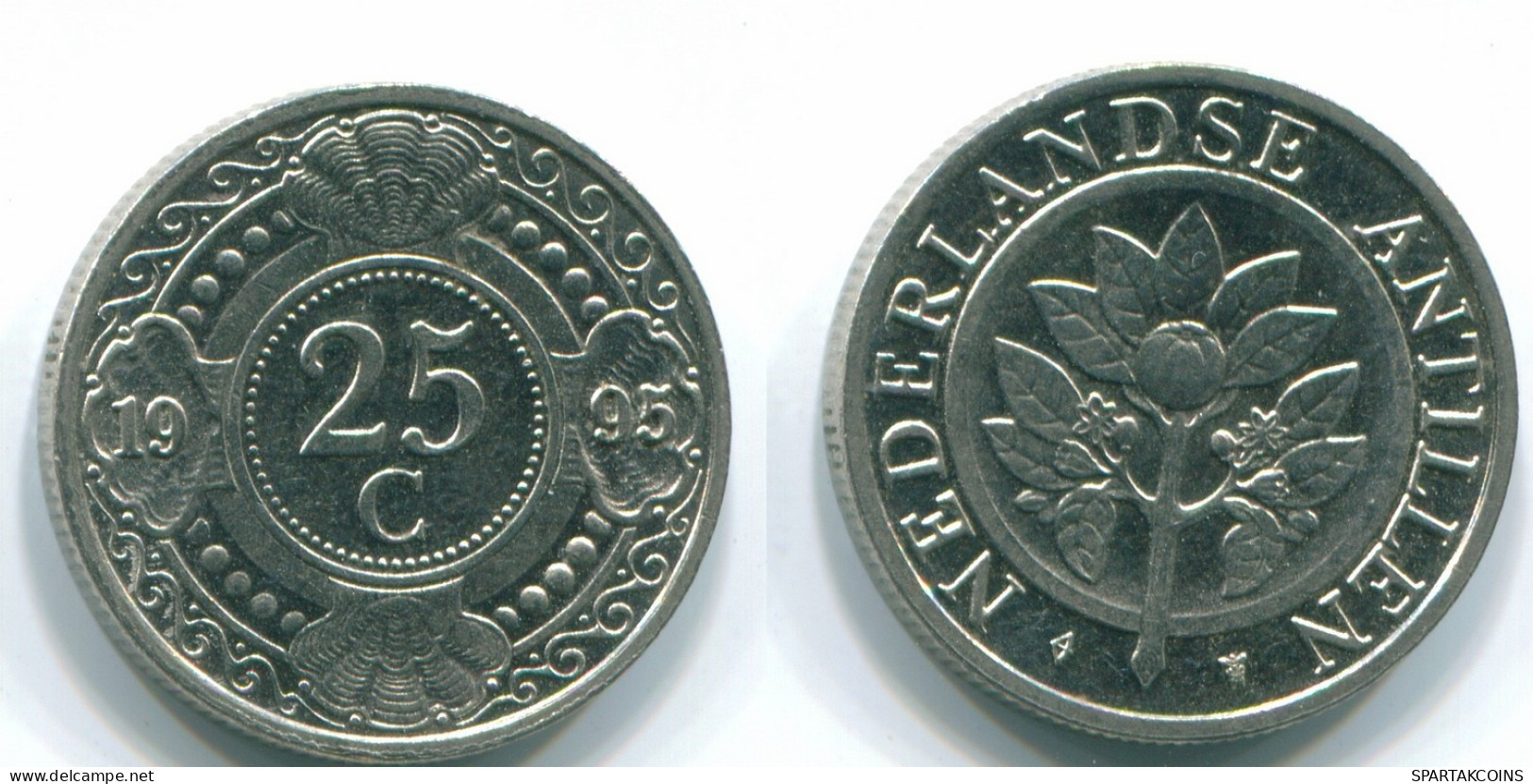 25 CENTS 1993 NIEDERLÄNDISCHE ANTILLEN Nickel Koloniale Münze #S11288.D.A - Netherlands Antilles