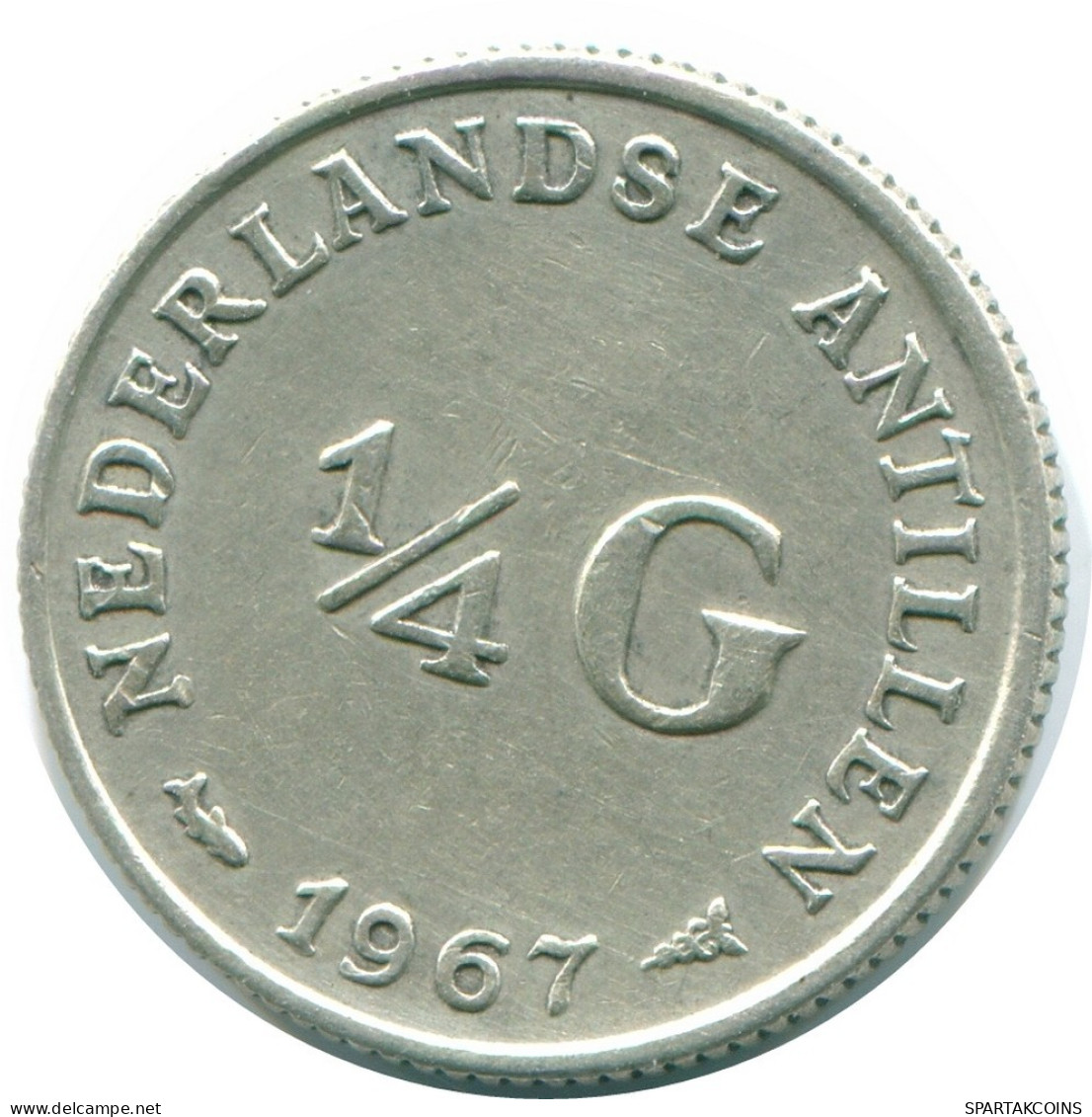 1/4 GULDEN 1967 ANTILLES NÉERLANDAISES ARGENT Colonial Pièce #NL11449.4.F.A - Netherlands Antilles