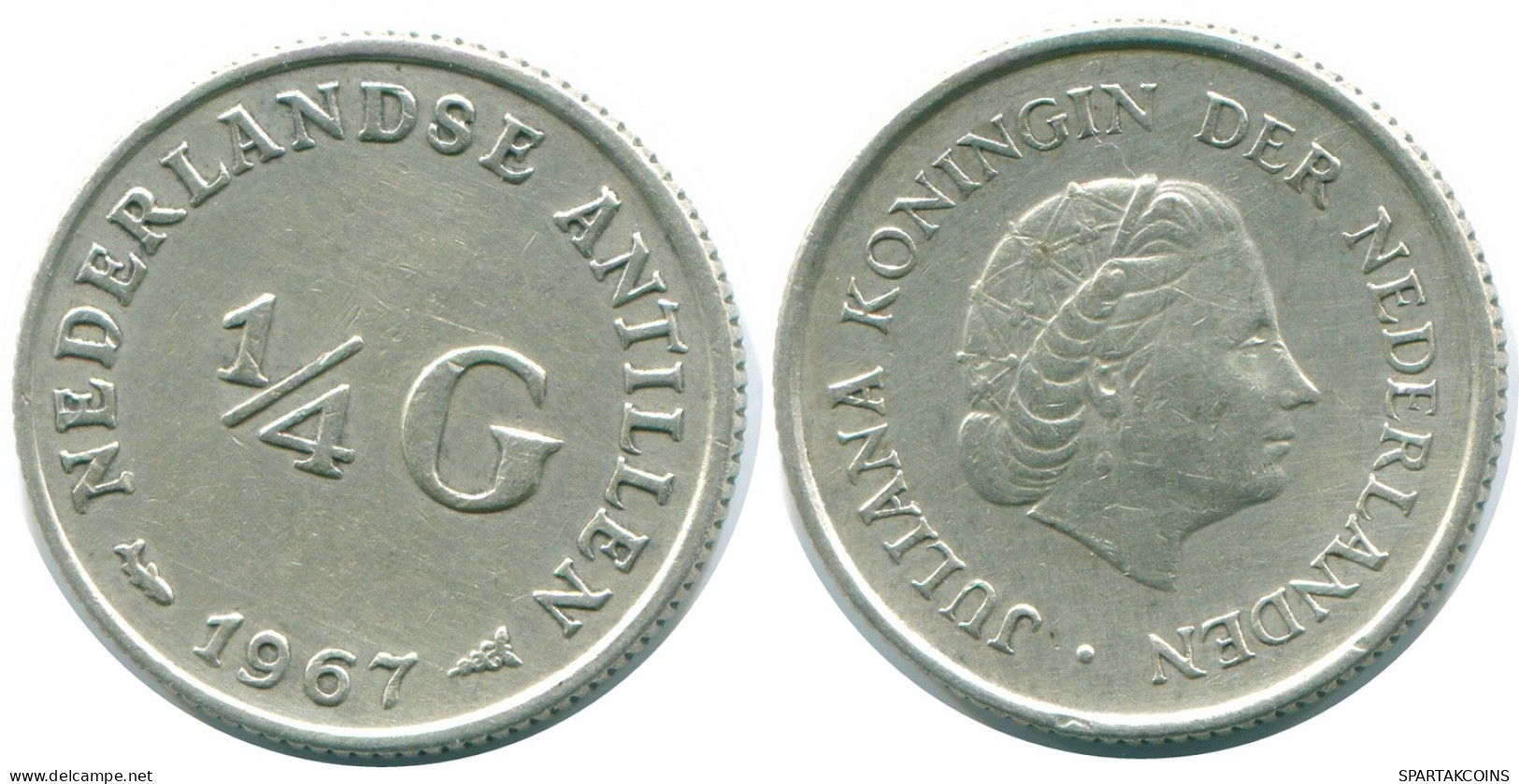 1/4 GULDEN 1967 ANTILLES NÉERLANDAISES ARGENT Colonial Pièce #NL11449.4.F.A - Netherlands Antilles
