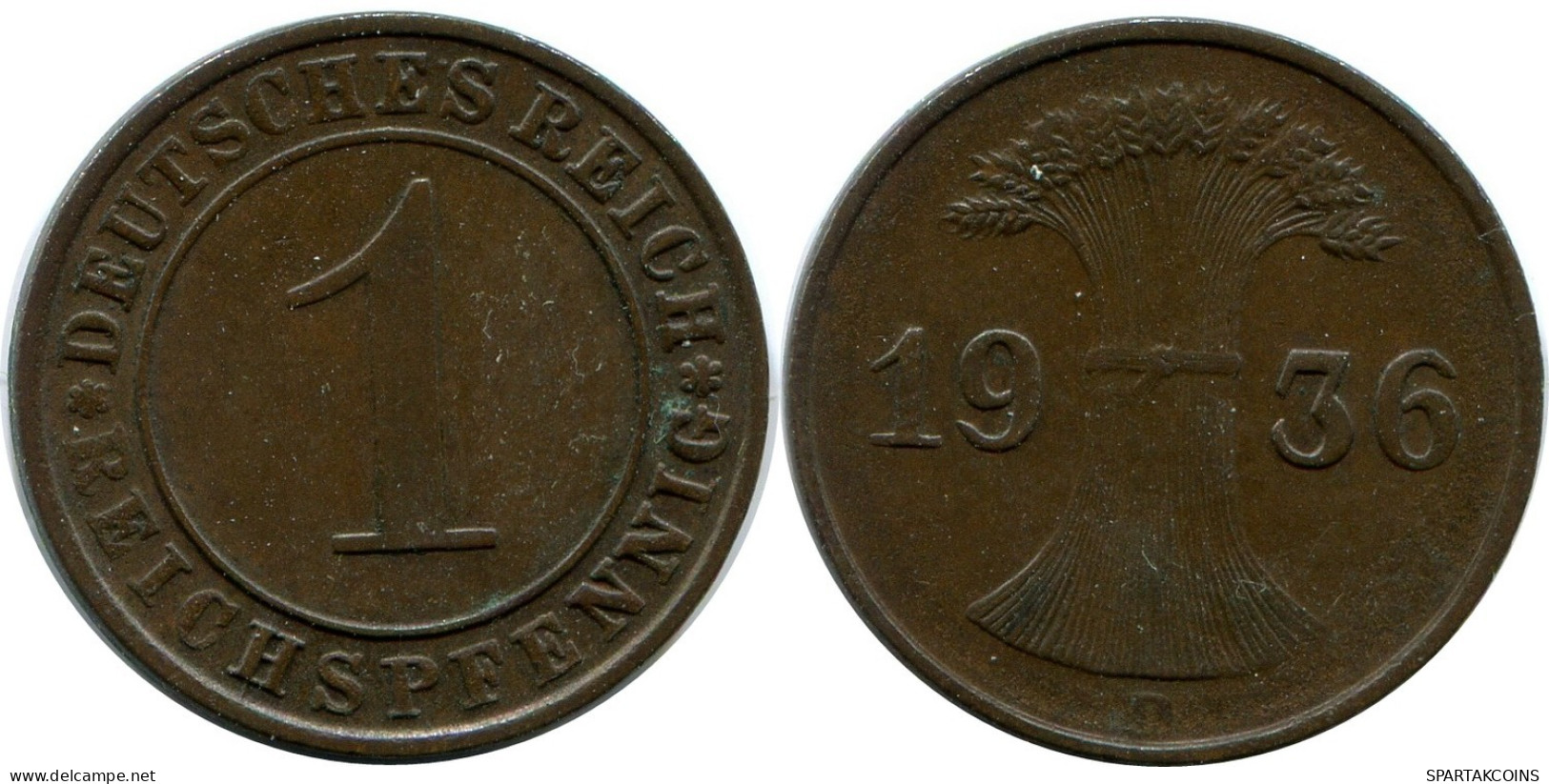 1 REICHSPFENNIG 1936 D ALEMANIA Moneda GERMANY #DB804.E.A - 1 Reichspfennig