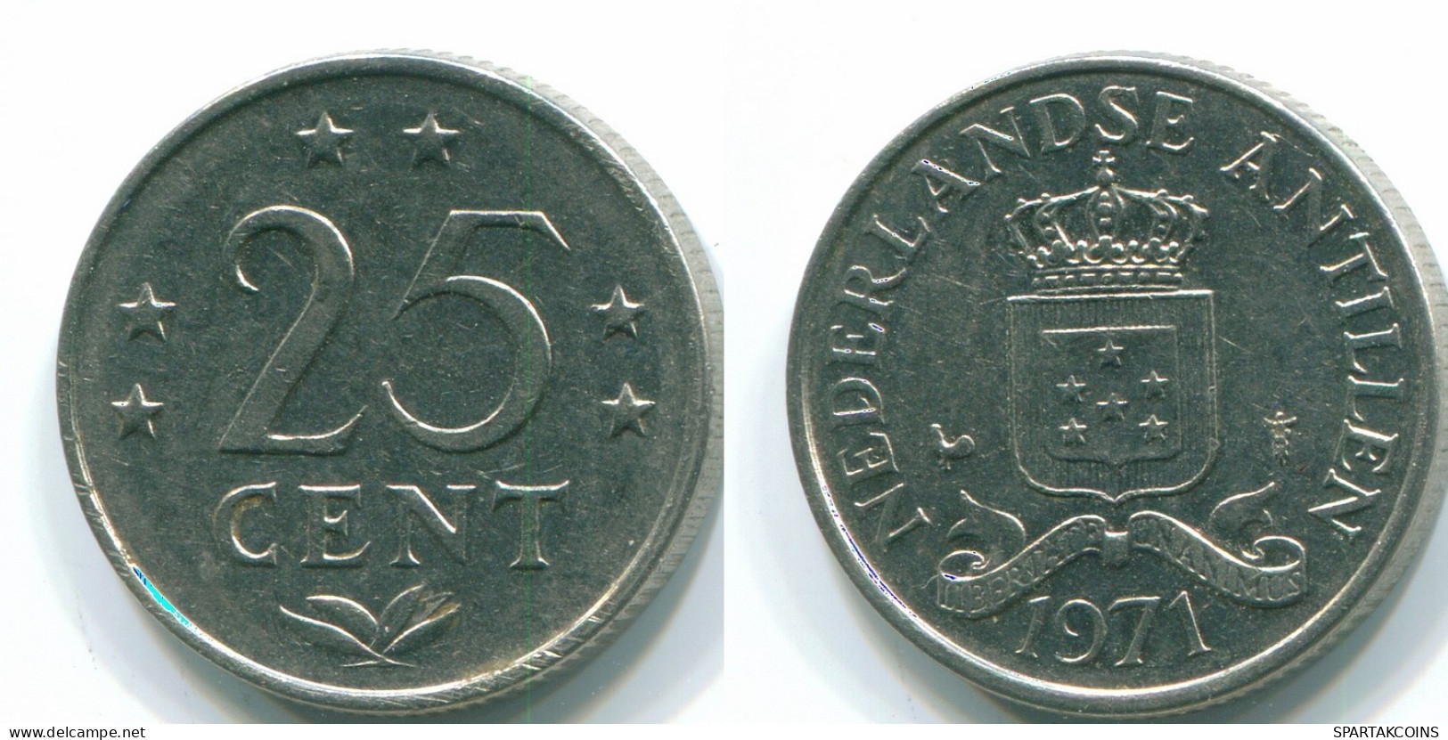 25 CENTS 1971 ANTILLAS NEERLANDESAS Nickel Colonial Moneda #S11484.E.A - Netherlands Antilles