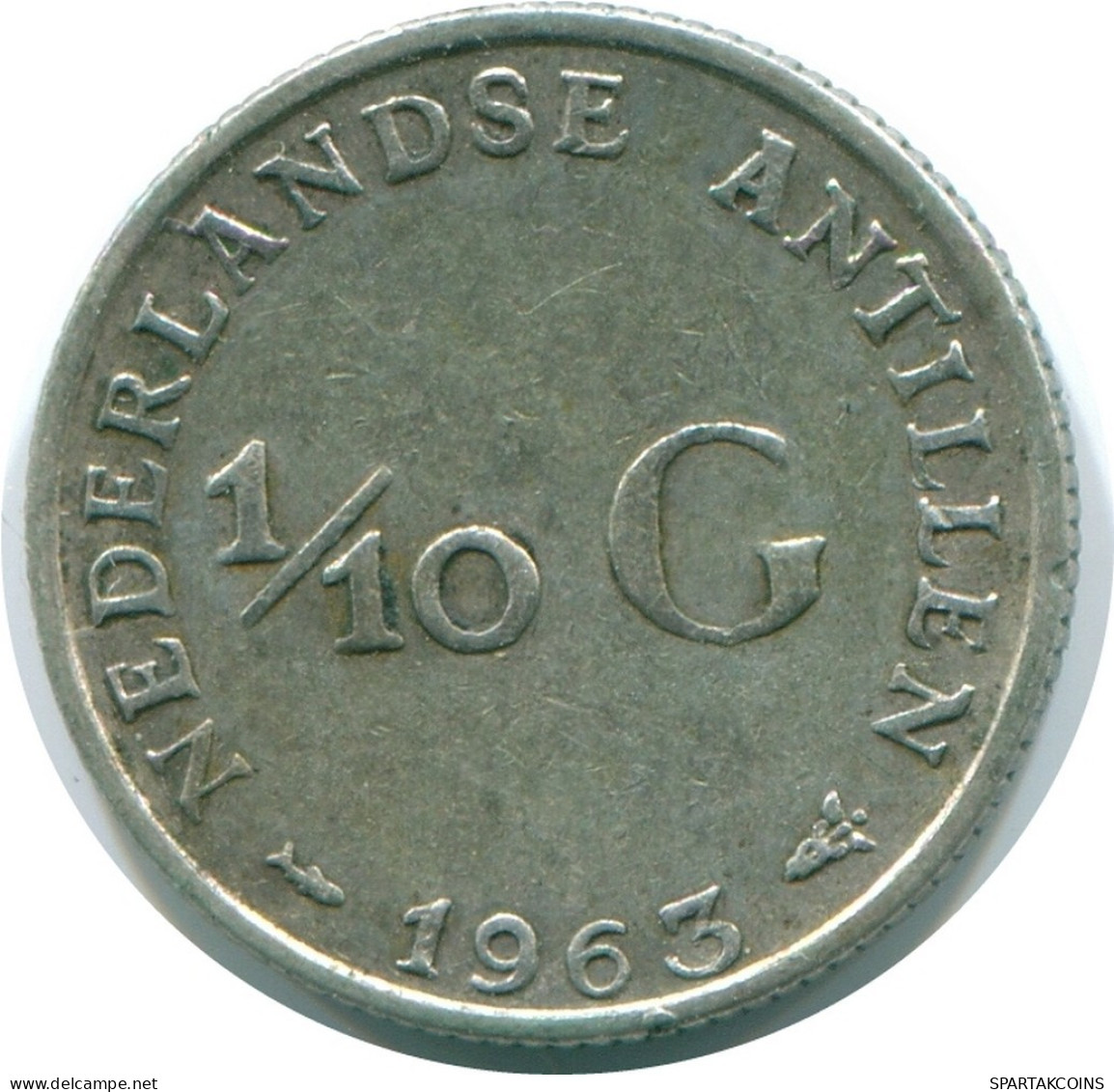 1/10 GULDEN 1963 ANTILLES NÉERLANDAISES ARGENT Colonial Pièce #NL12539.3.F.A - Niederländische Antillen