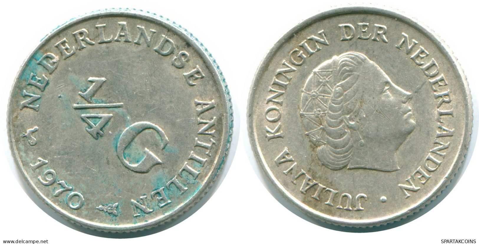 1/4 GULDEN 1970 NETHERLANDS ANTILLES SILVER Colonial Coin #NL11666.4.U.A - Antillas Neerlandesas
