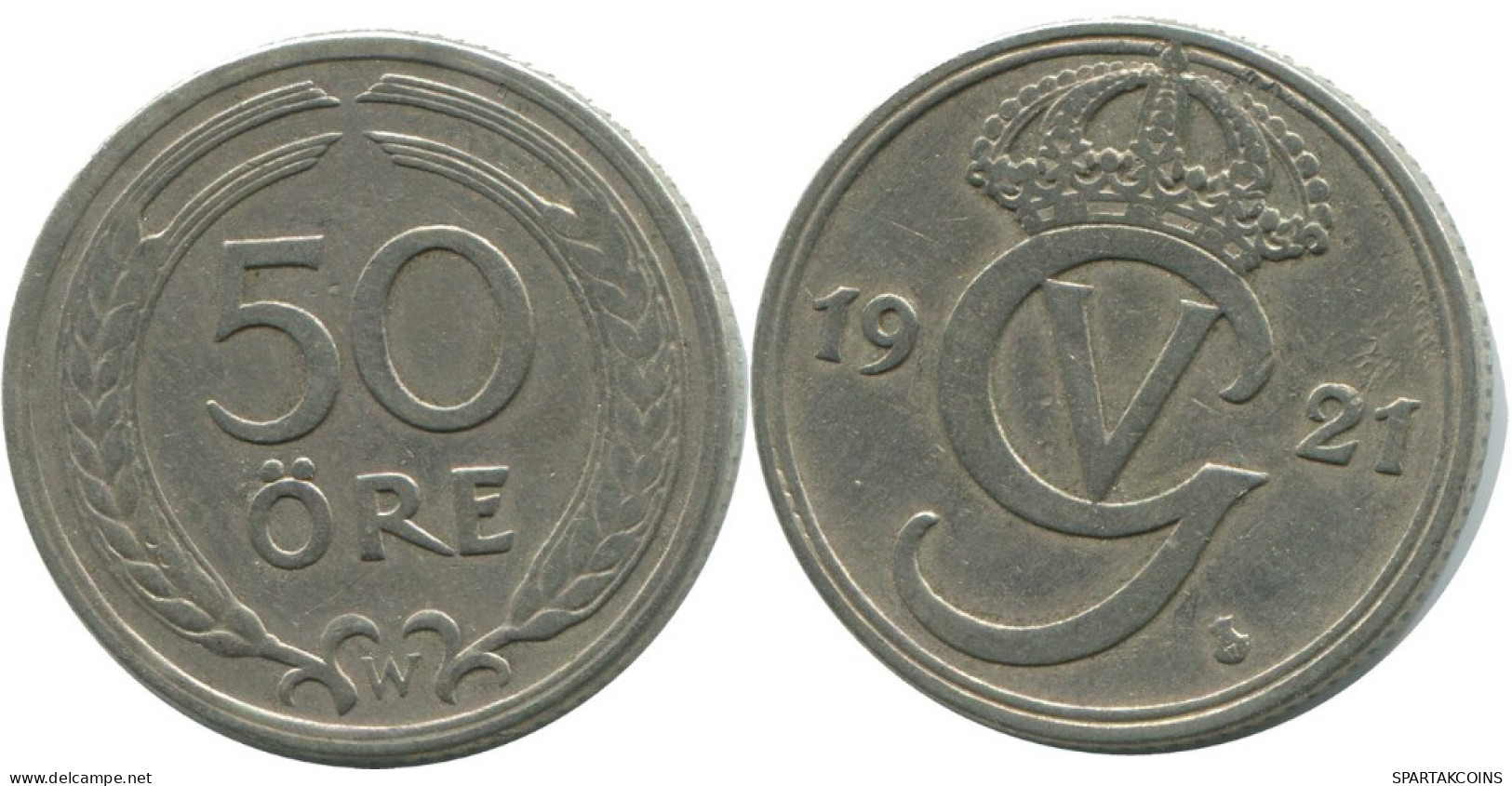 50 ORE 1921 W SCHWEDEN SWEDEN Münze RARE #AC701.2.D.A - Svezia