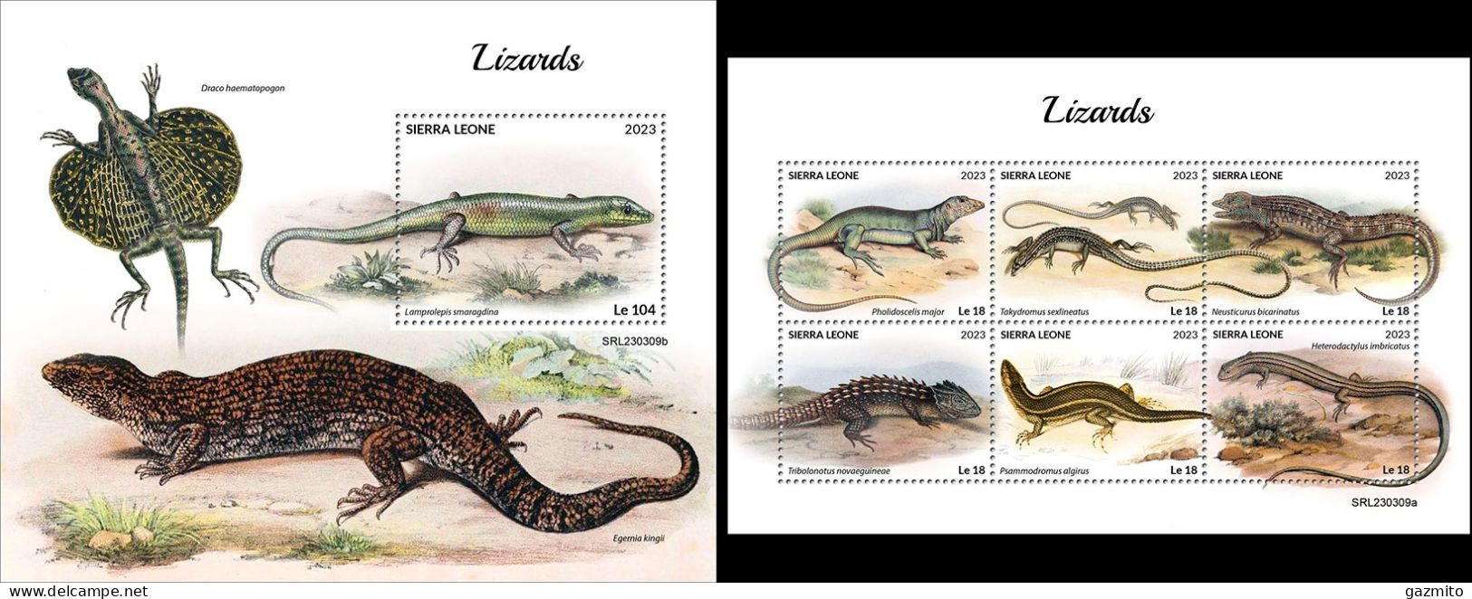 Sierra Leone 2023, Animals, Lizard, 6val In BF +BF - Sierra Leone (1961-...)