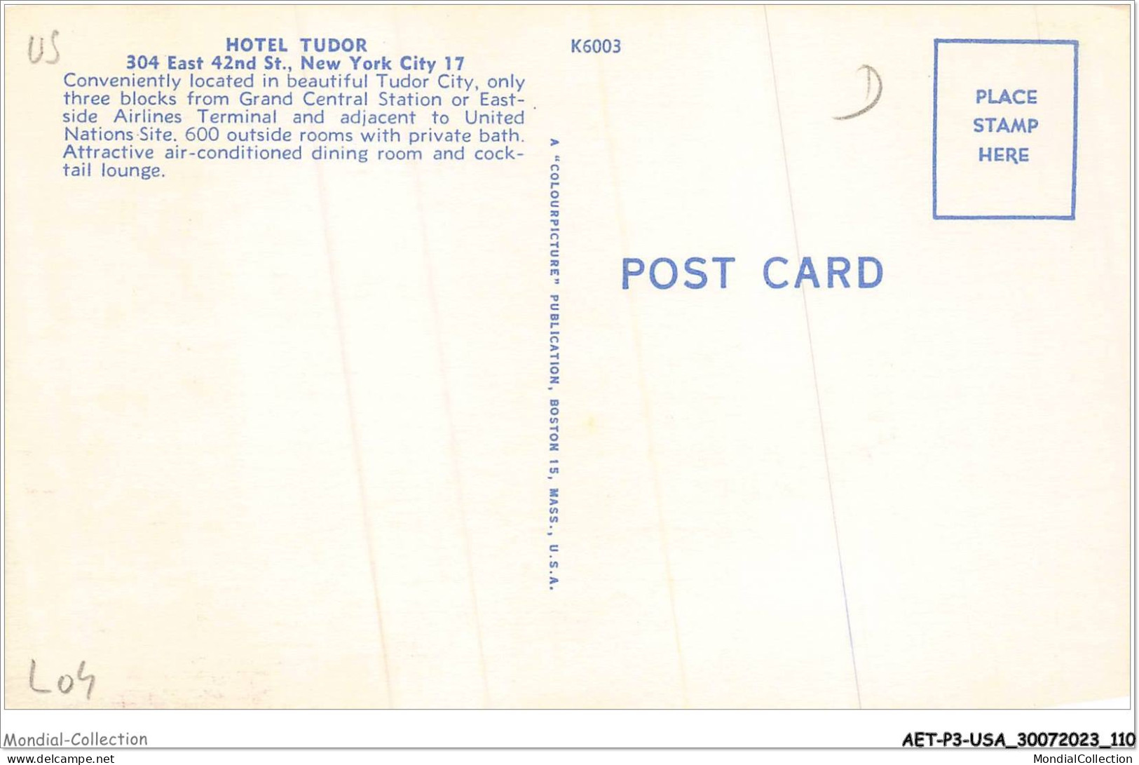 AETP3-USA-0243 - NEW YORK - Hotel Tudor - Bars, Hotels & Restaurants