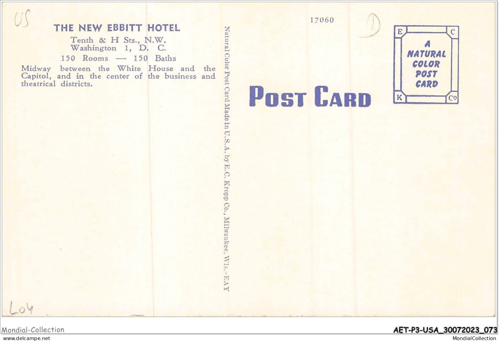 AETP3-USA-0224 - WASHINGTON D C - New Ebbit Hotel - Washington DC