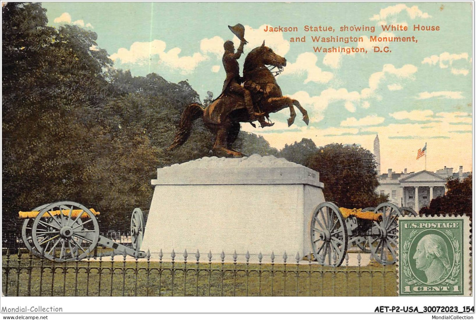 AETP2-USA-0172 - WASHINGTON D C - Jackson Statue - Showing White House And Washington Monument - Washington DC