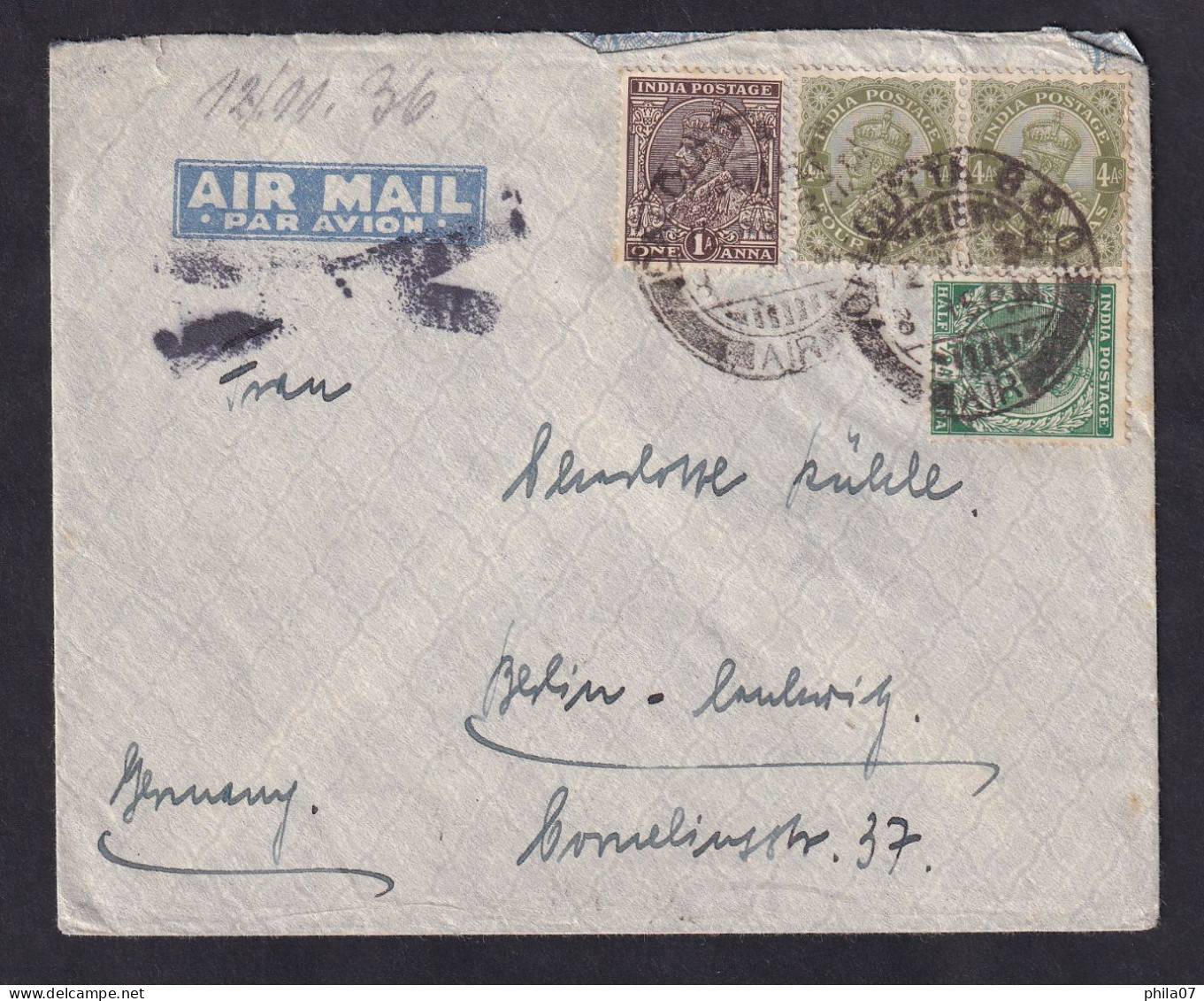 INDIA - Small Size Envelope Sent Via Air Mail From India To Berlin, Germany, Nice Franking / 2 Scans - Otros & Sin Clasificación