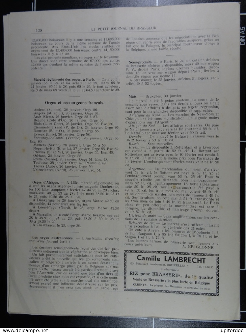 Le Petit Journal Du Brasseur N° 1810 De1935 Pages 106 à 128 Brasserie Belgique Bières Publicité Matériel Brouwerij - 1900 - 1949