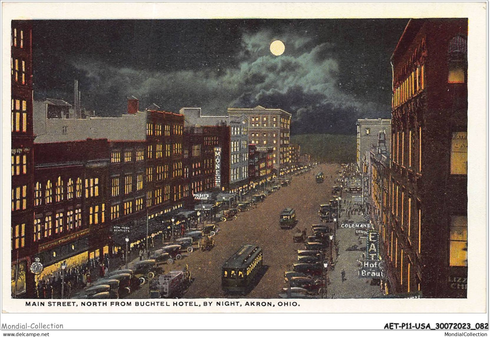 AETP11-USA-0923 - AKRON - OHIO - Main Street - North From Buchtel Hotel - By Night - Akron