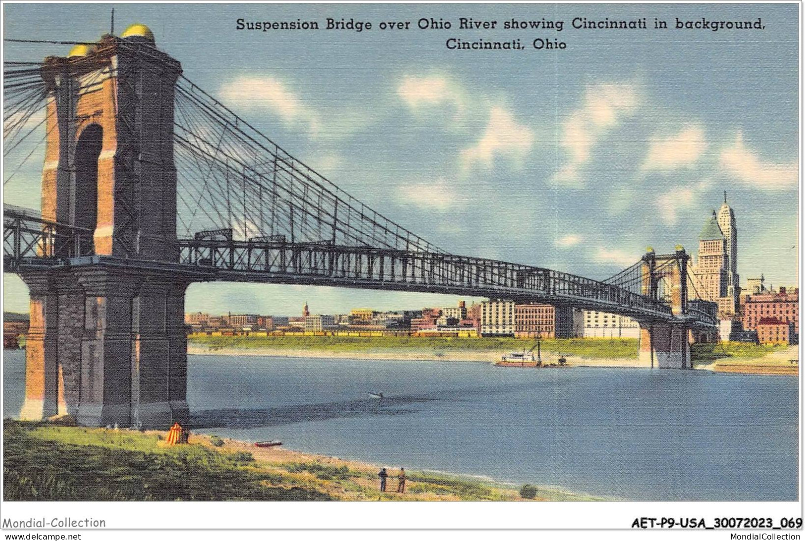 AETP9-USA-0723 - CINCINNATI - OHIO - Suspension Bridge Over Ohio River Showing Cincinnati In Background - Cincinnati