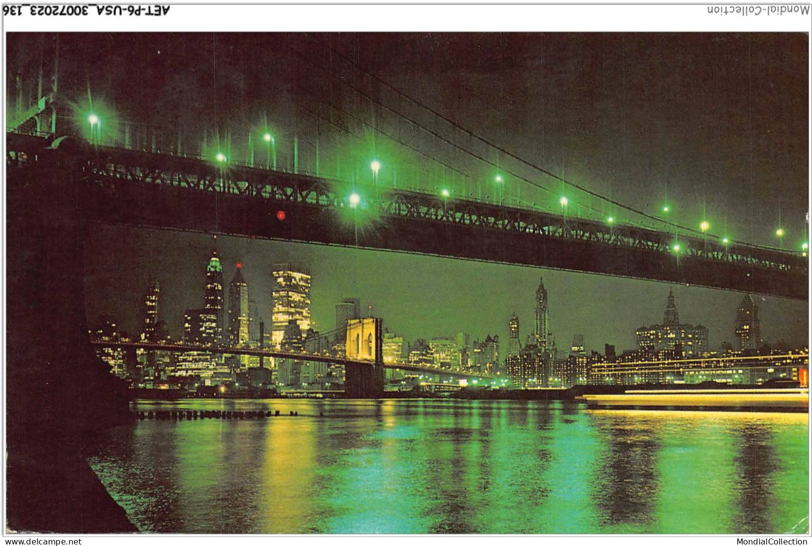 AETP6-USA-0503 - NEW YORK CITY SKYLINE - Showing Manhattan And Brooklyn Bridges In Foreground - Bruggen En Tunnels