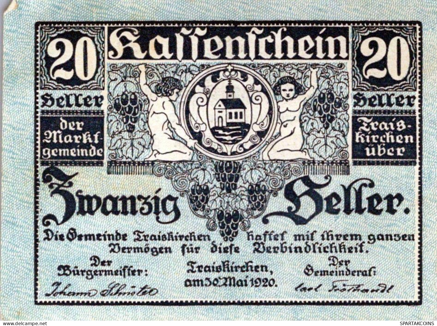 20 HELLER 1920 Stadt TRAISKIRCHEN Niedrigeren Österreich Notgeld #PF250 - [11] Lokale Uitgaven