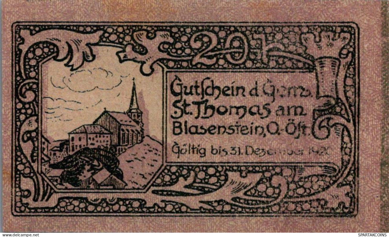 20 HELLER 1920 Stadt SANKT THOMAS AM BLASENSTEIN Oberösterreich Österreich #PE867 - [11] Emisiones Locales