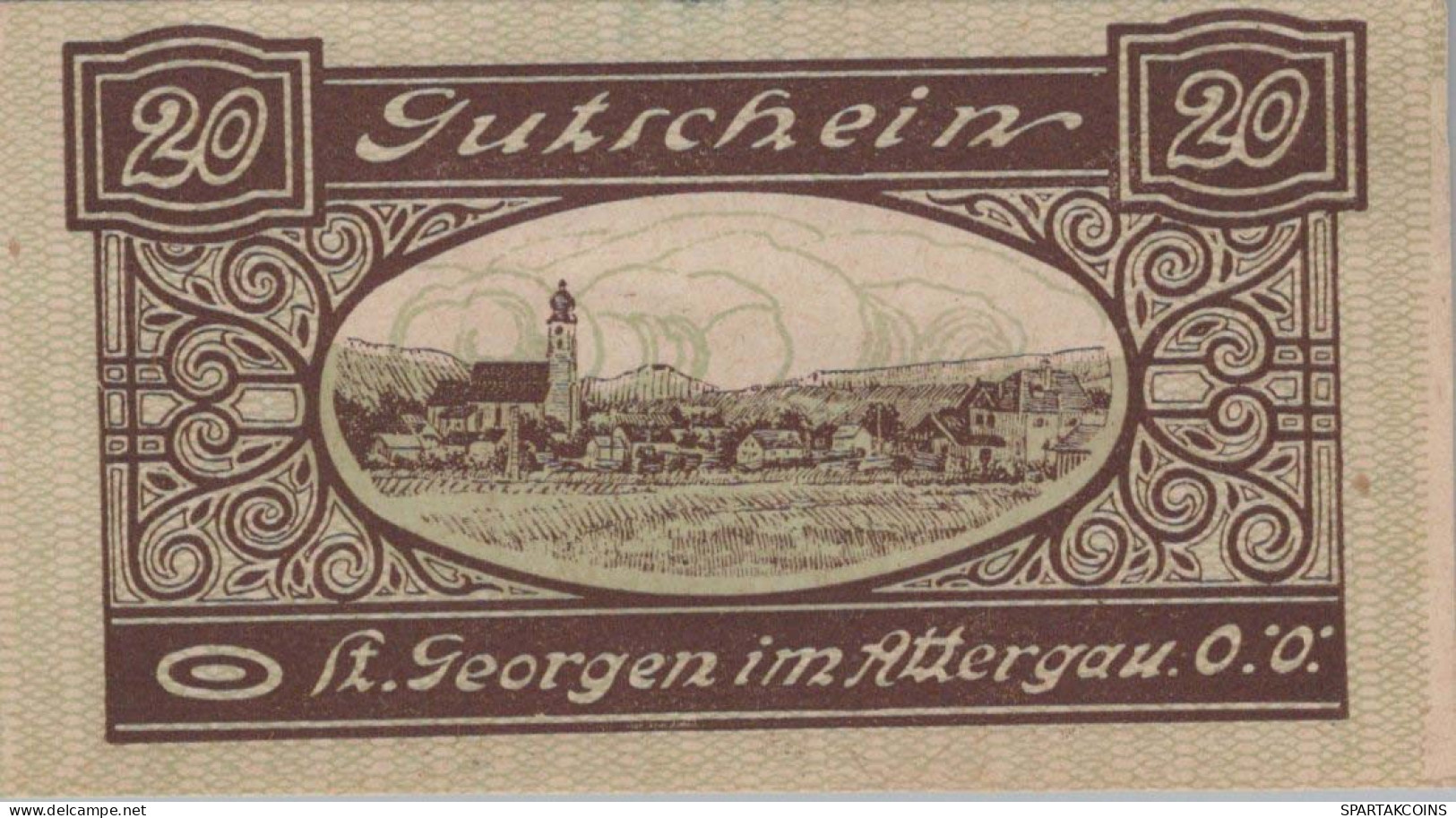 20 HELLER 1920 Stadt SANKT GEORGEN IM ATTERGAU Oberösterreich Österreich #PI423 - Lokale Ausgaben