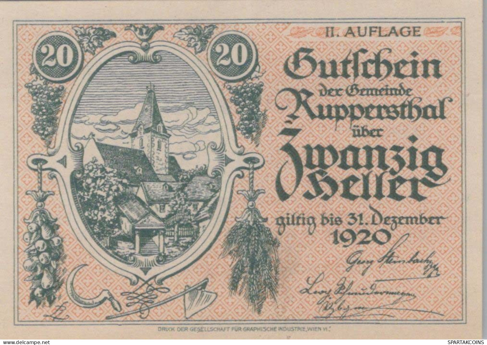 20 HELLER 1920 Stadt ROberenSTHAL Niedrigeren Österreich Notgeld #PJ227 - [11] Emissions Locales