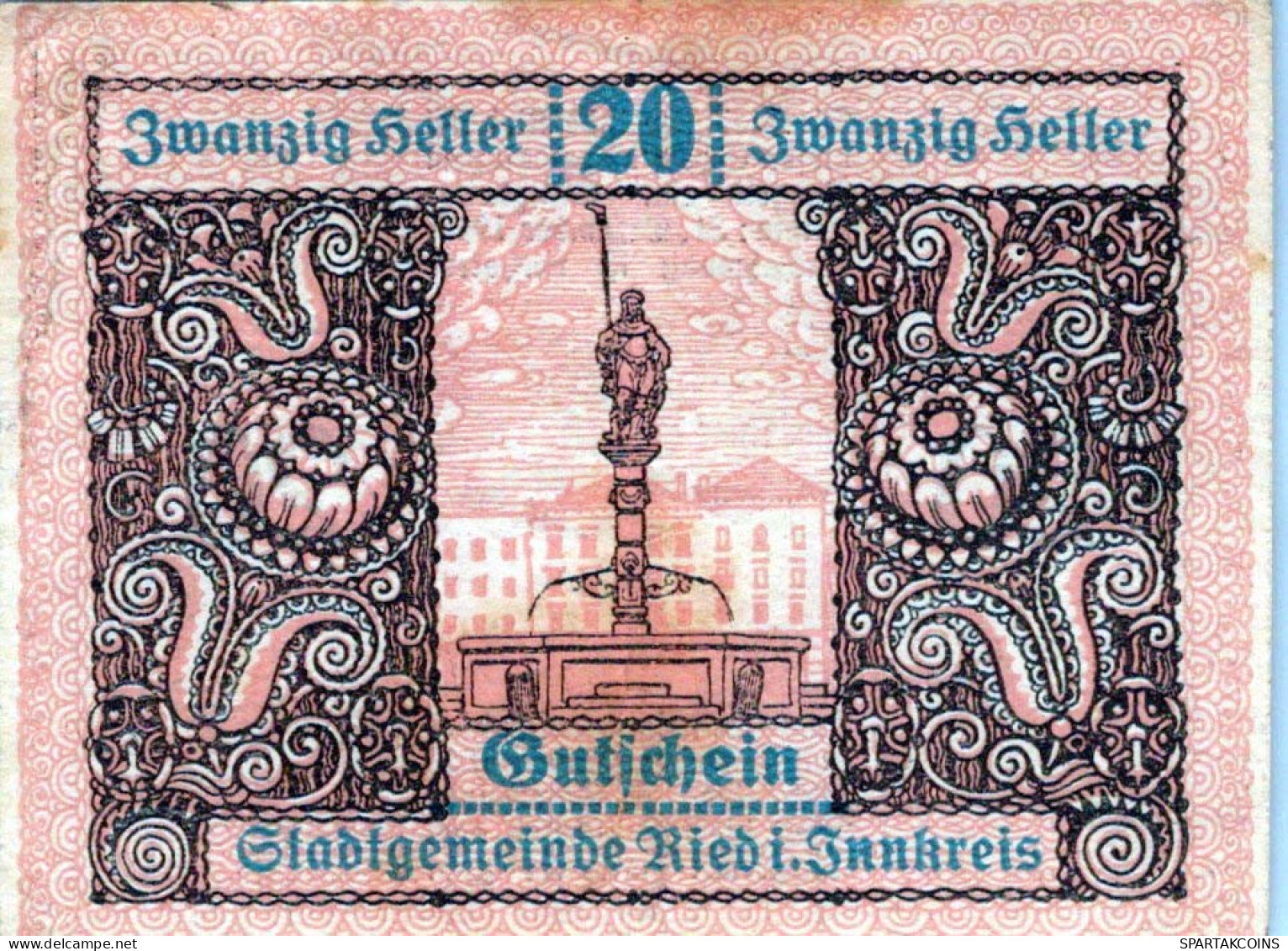 20 HELLER 1920 Stadt RIED IM INNKREIS Oberösterreich Österreich Notgeld #PI273 - [11] Emissions Locales