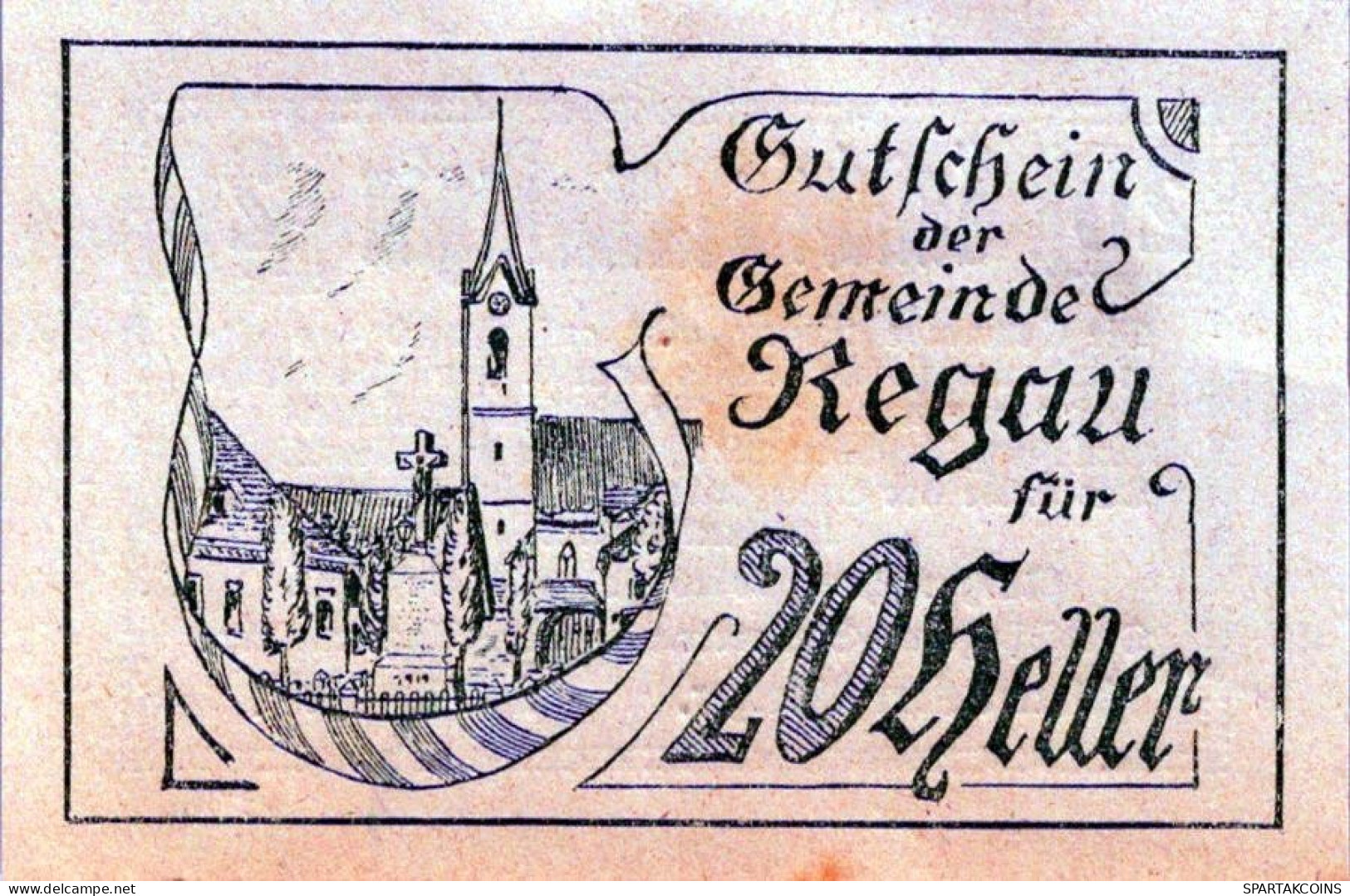 20 HELLER 1920 Stadt REGAU Oberösterreich Österreich Notgeld Banknote #PD947 - [11] Emissioni Locali